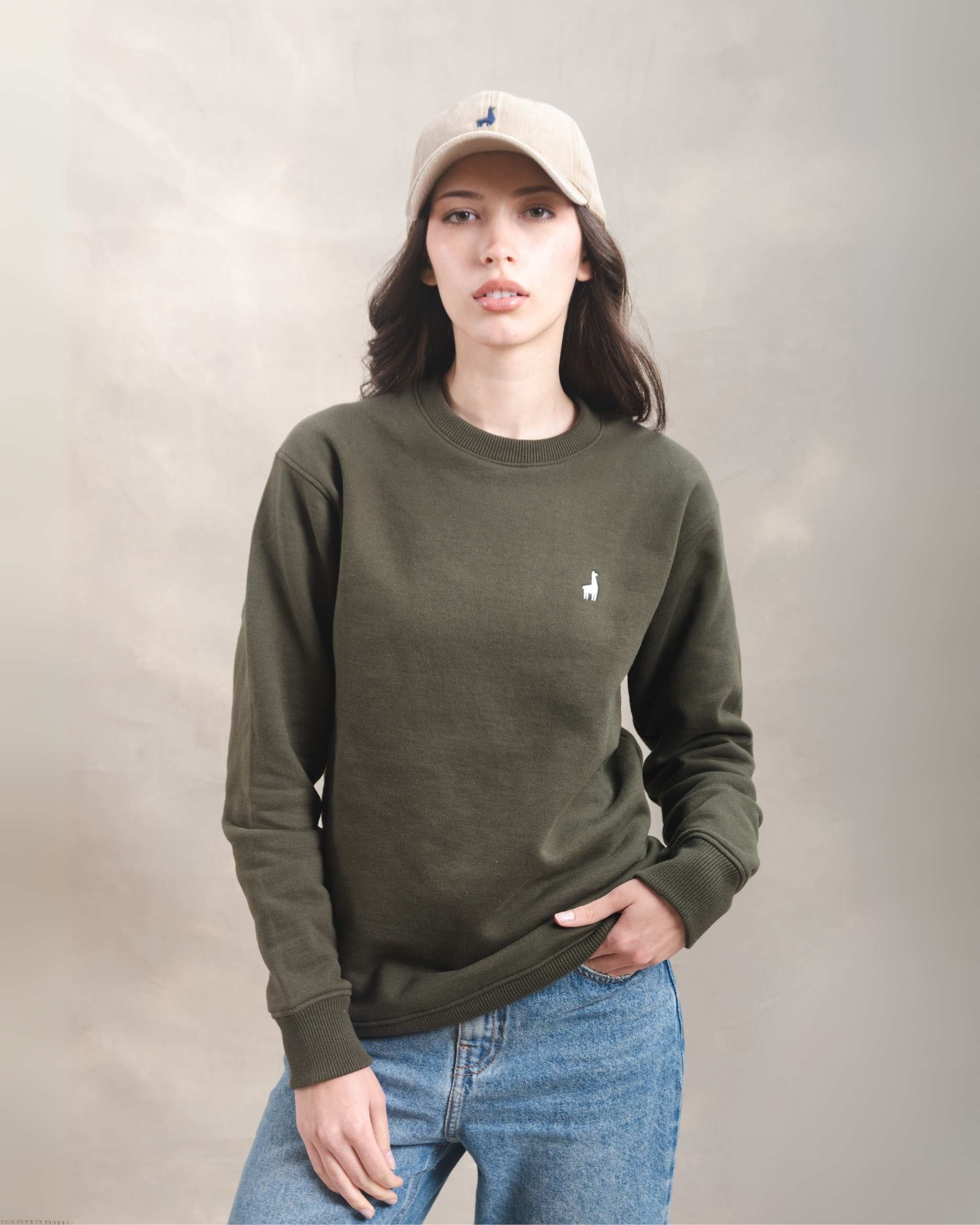 Polera Crewneck Oversize Verde Militar