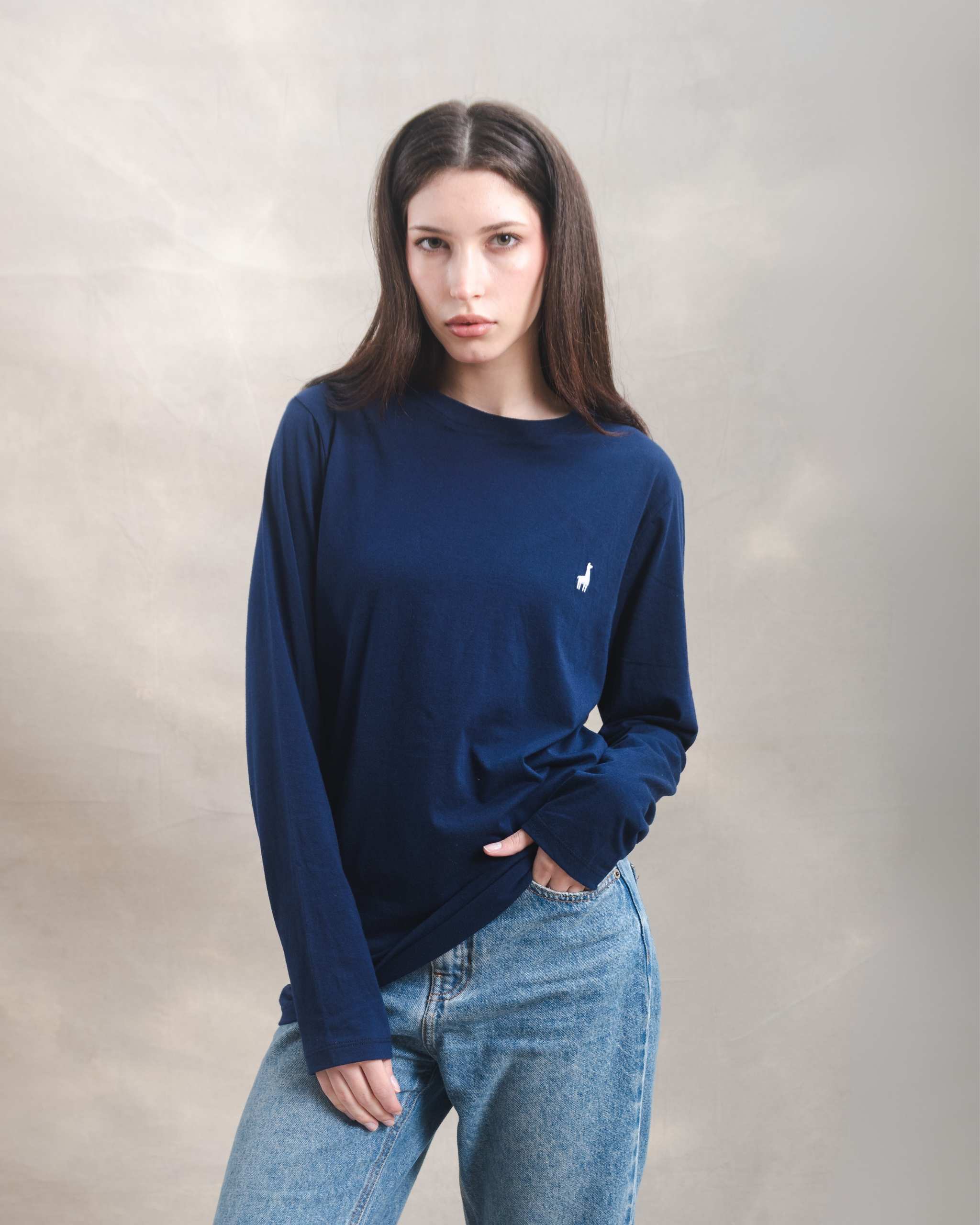 Polo manga larga unisex Azul 100% Soft Pima