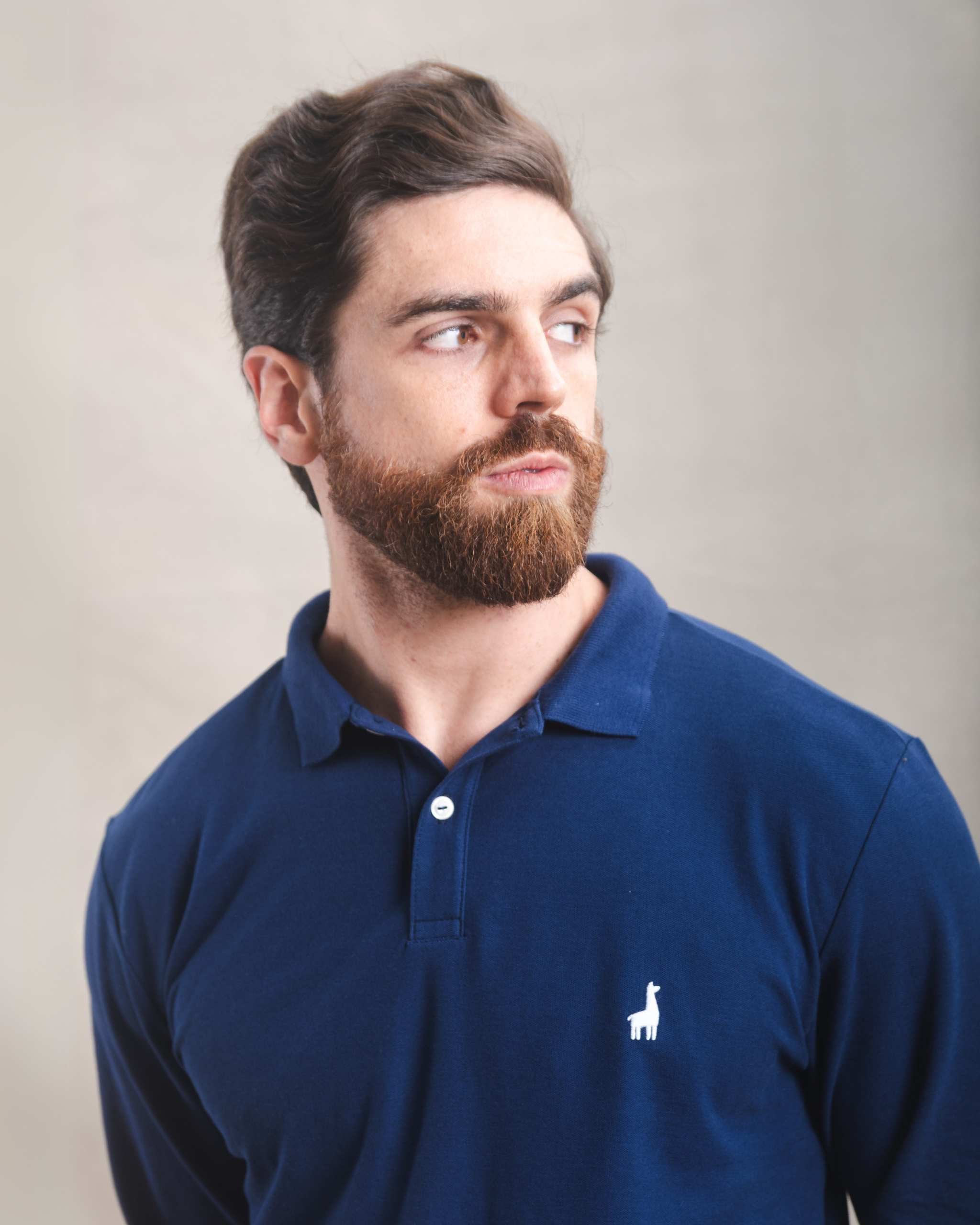 Polo Piqué Manga Larga Azul Marino