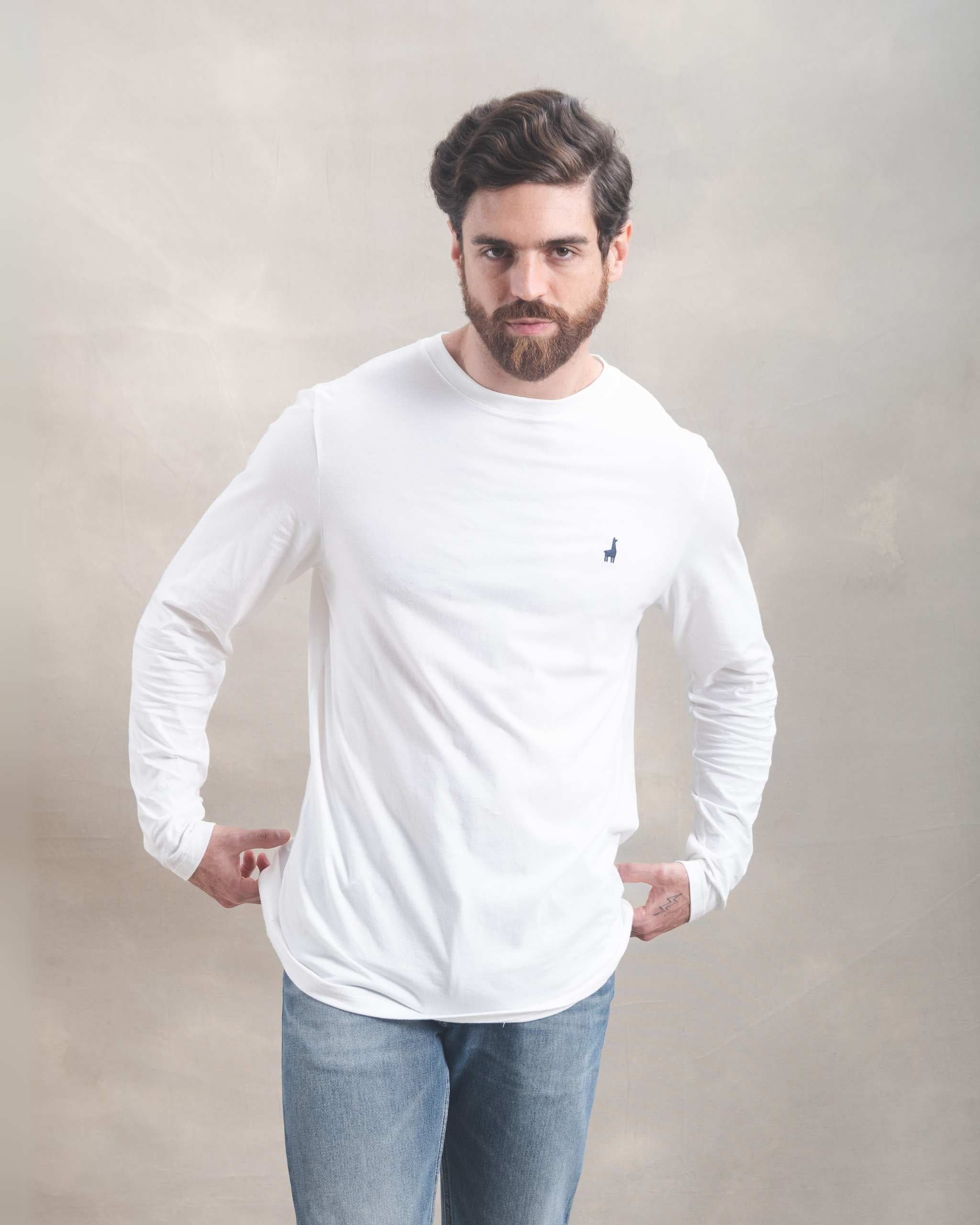 Polo Manga Larga Blanco Marfil 100% Soft Pima