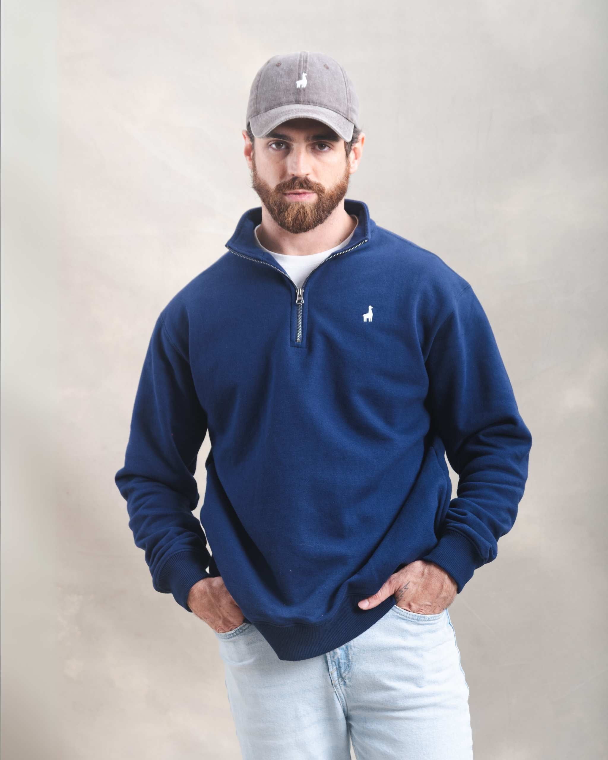 Polera Quarter Zip Azul