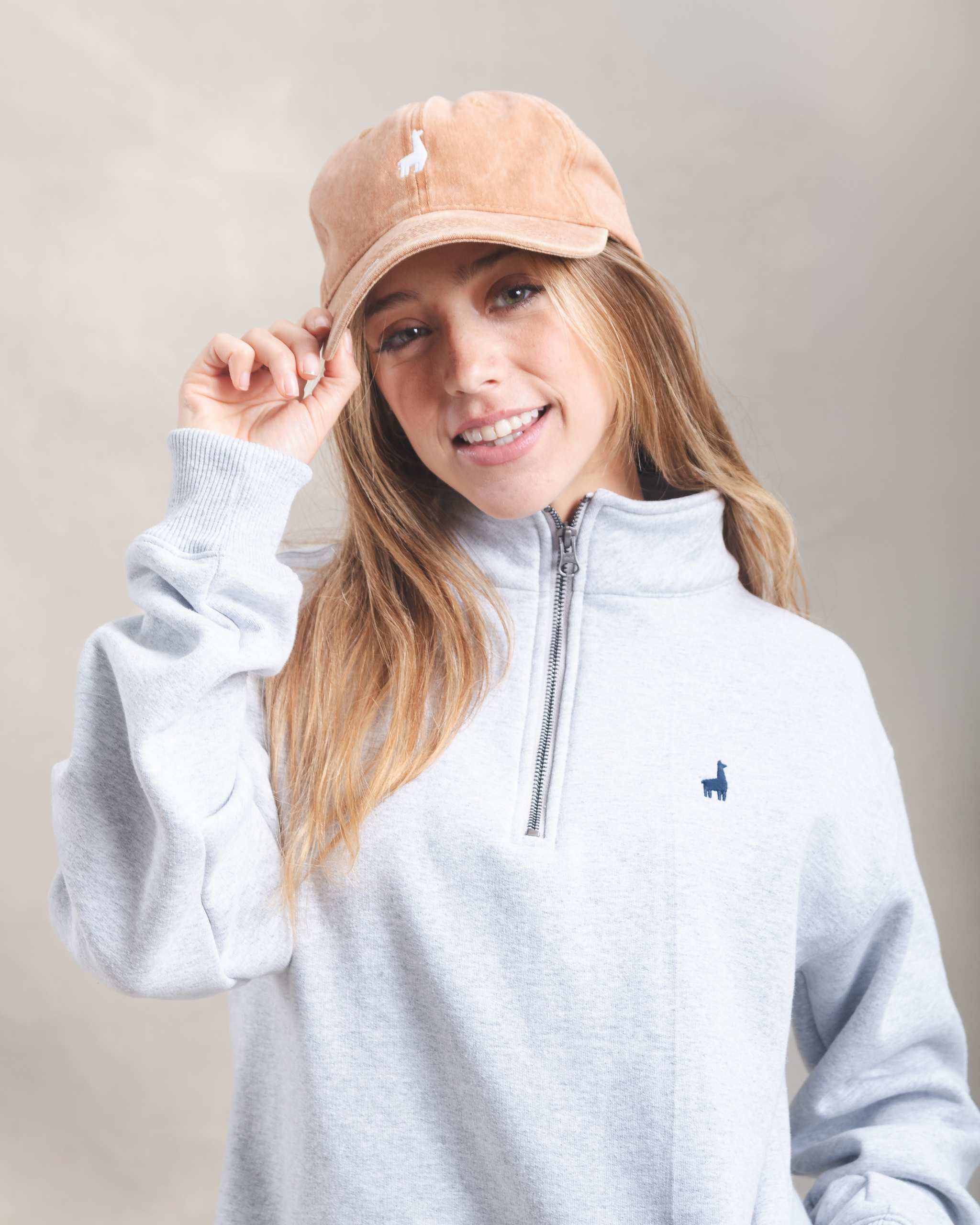 Polera Quarter Zip Gris Melange