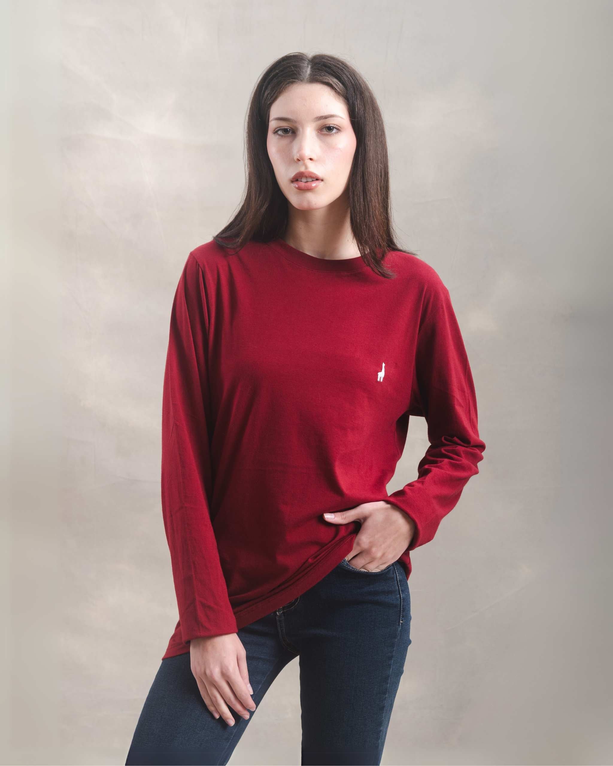 Polo manga larga unisex Guinda 100% Soft Pima