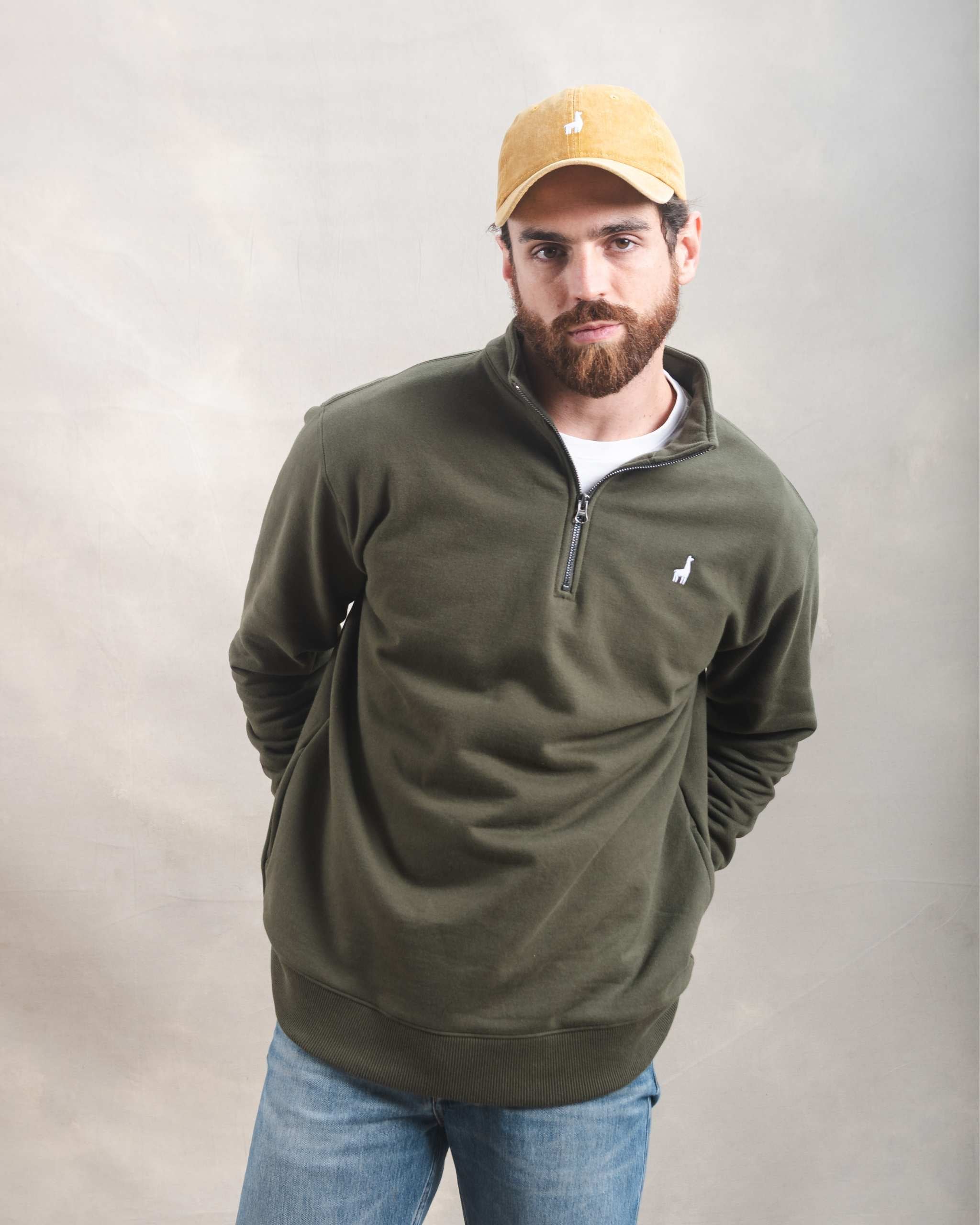 Polera Quarter Zip Verde Militar