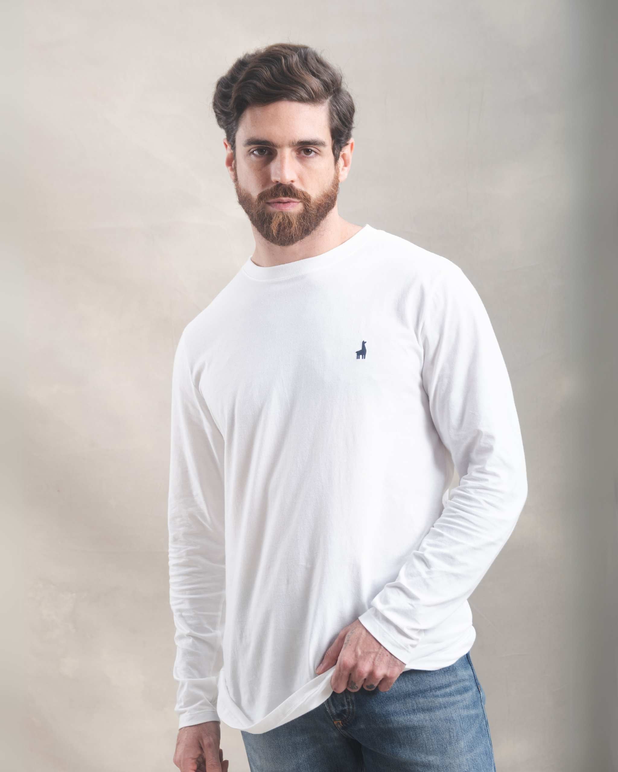 Polo Manga Larga Blanco Marfil 100% Soft Pima