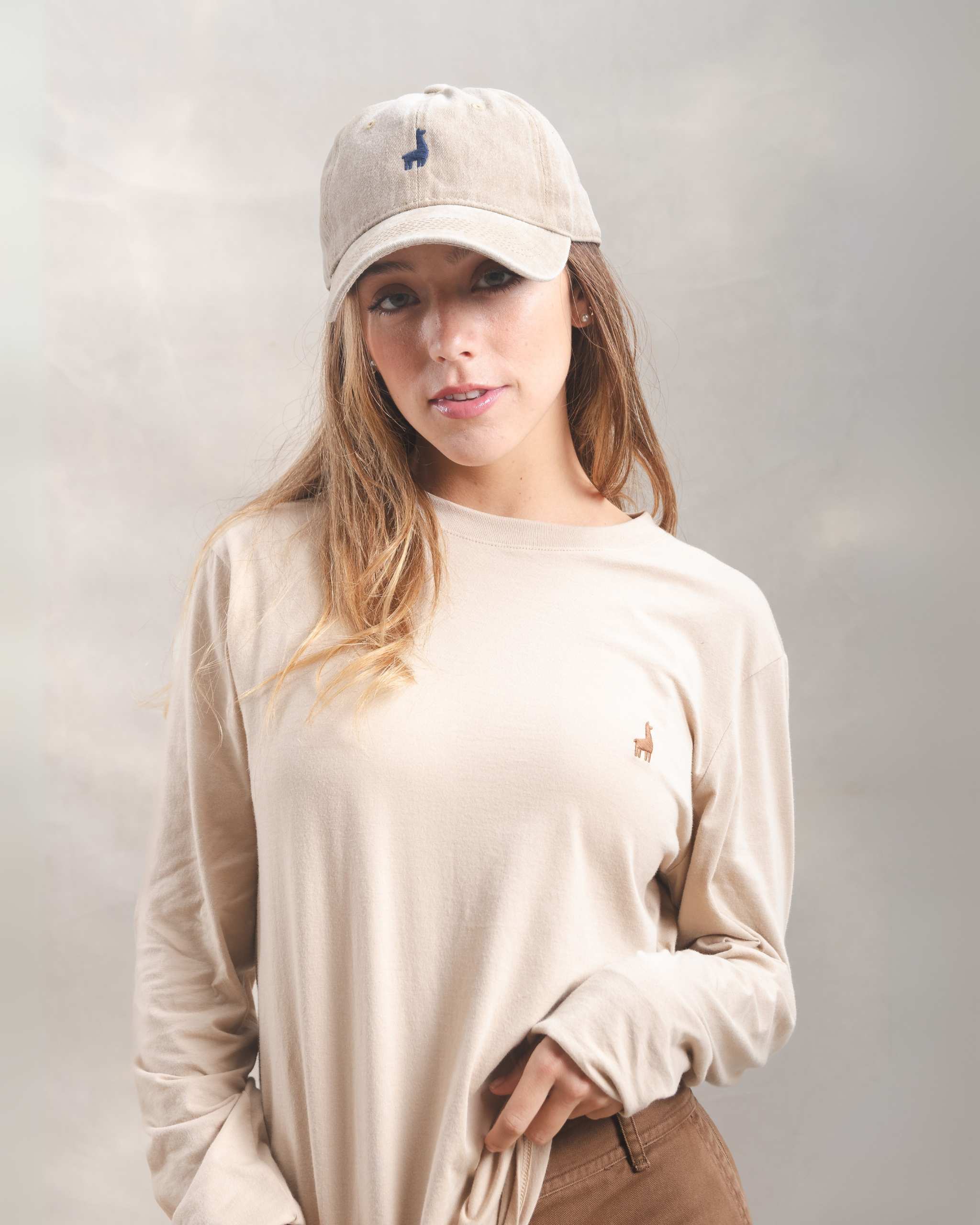 Polo manga larga Beige 100% Soft Pima