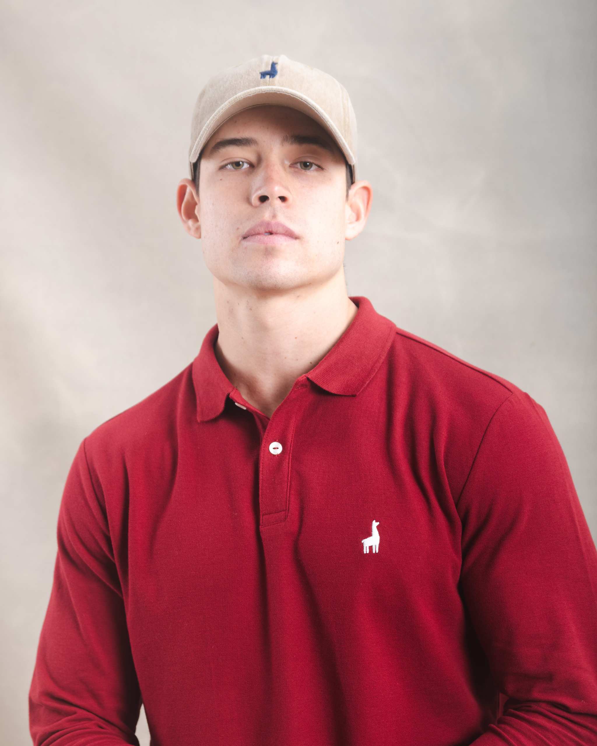 Polo Piqué Manga Larga Guinda (V)