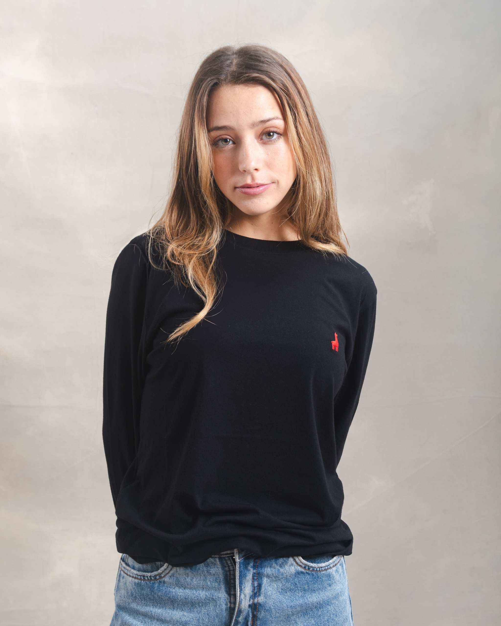 Polo manga larga unisex Negro 100% Soft Pima