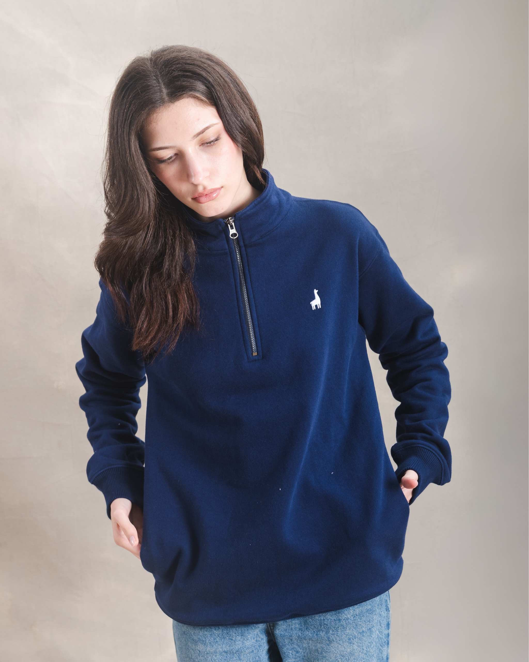 Polera Quarter Zip Azul