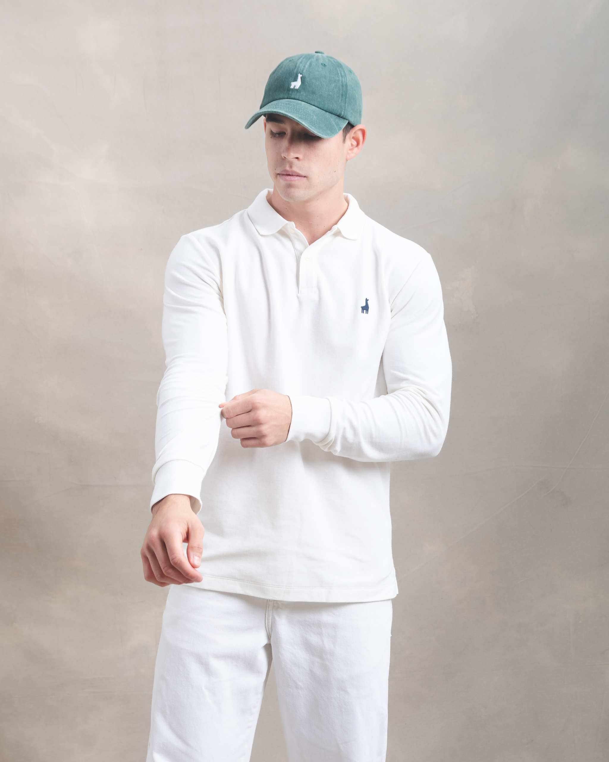 Polo Piqué Manga Larga Blanco Marfil