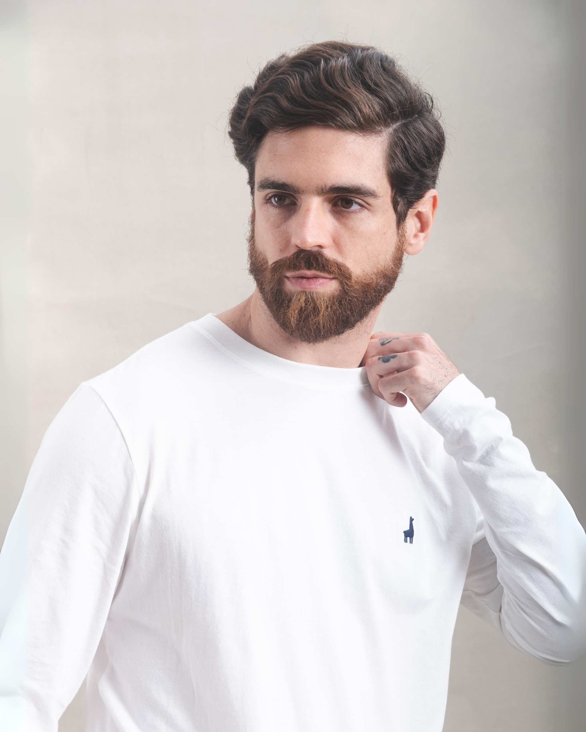 Polo Manga Larga Blanco Marfil 100% Soft Pima