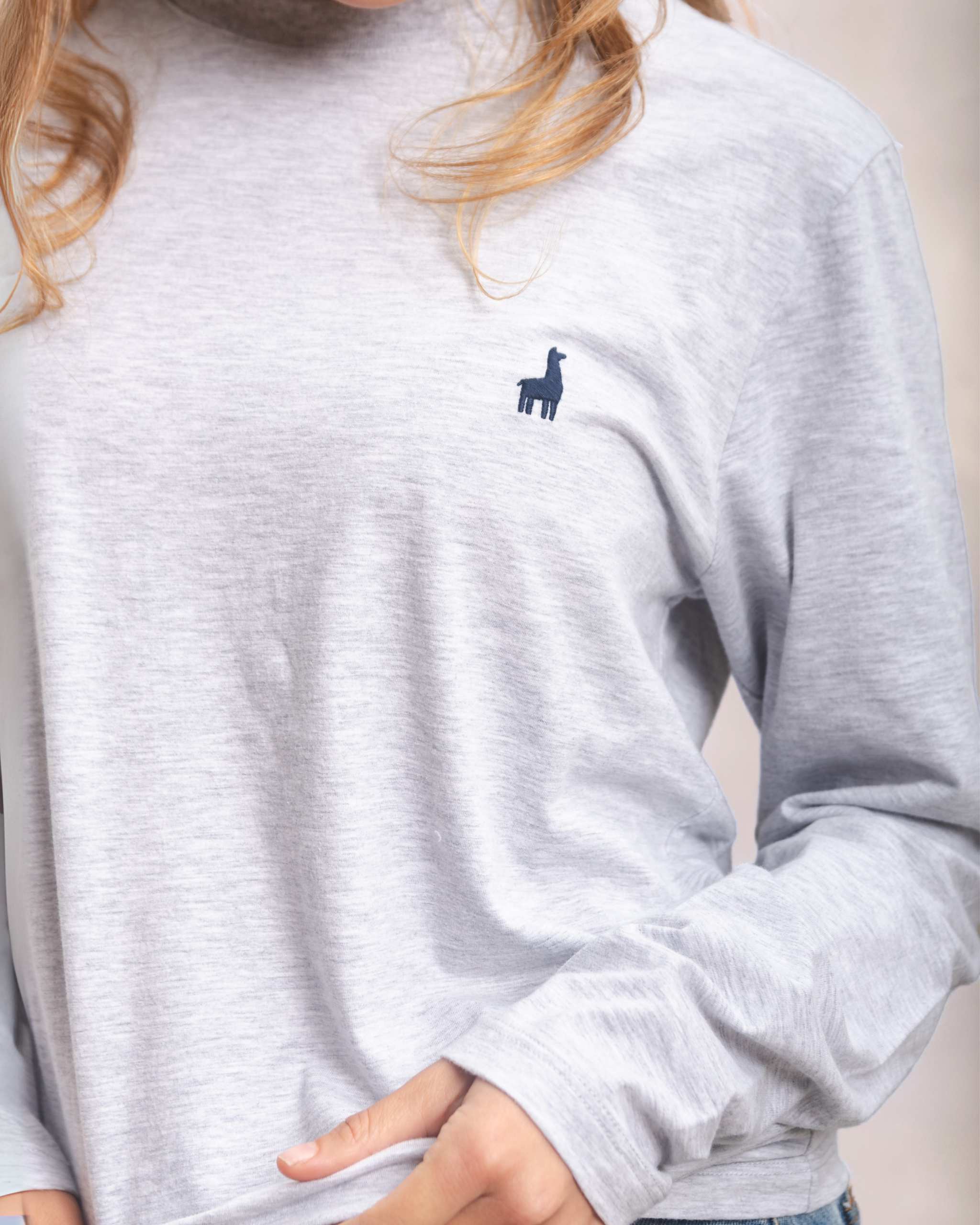 Polo manga larga unisex Gris Melange 100% Soft Pima