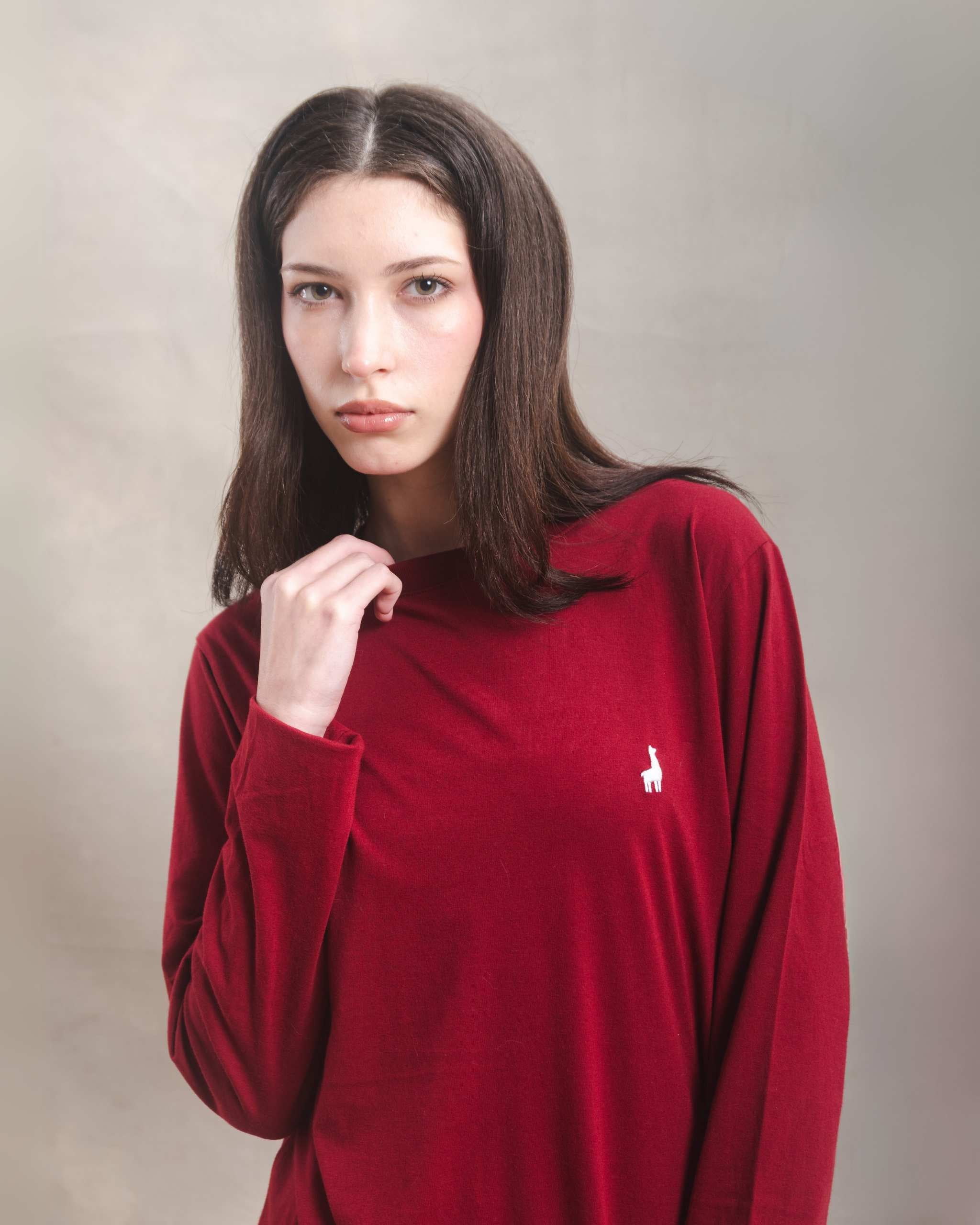 Polo manga larga unisex Guinda 100% Soft Pima