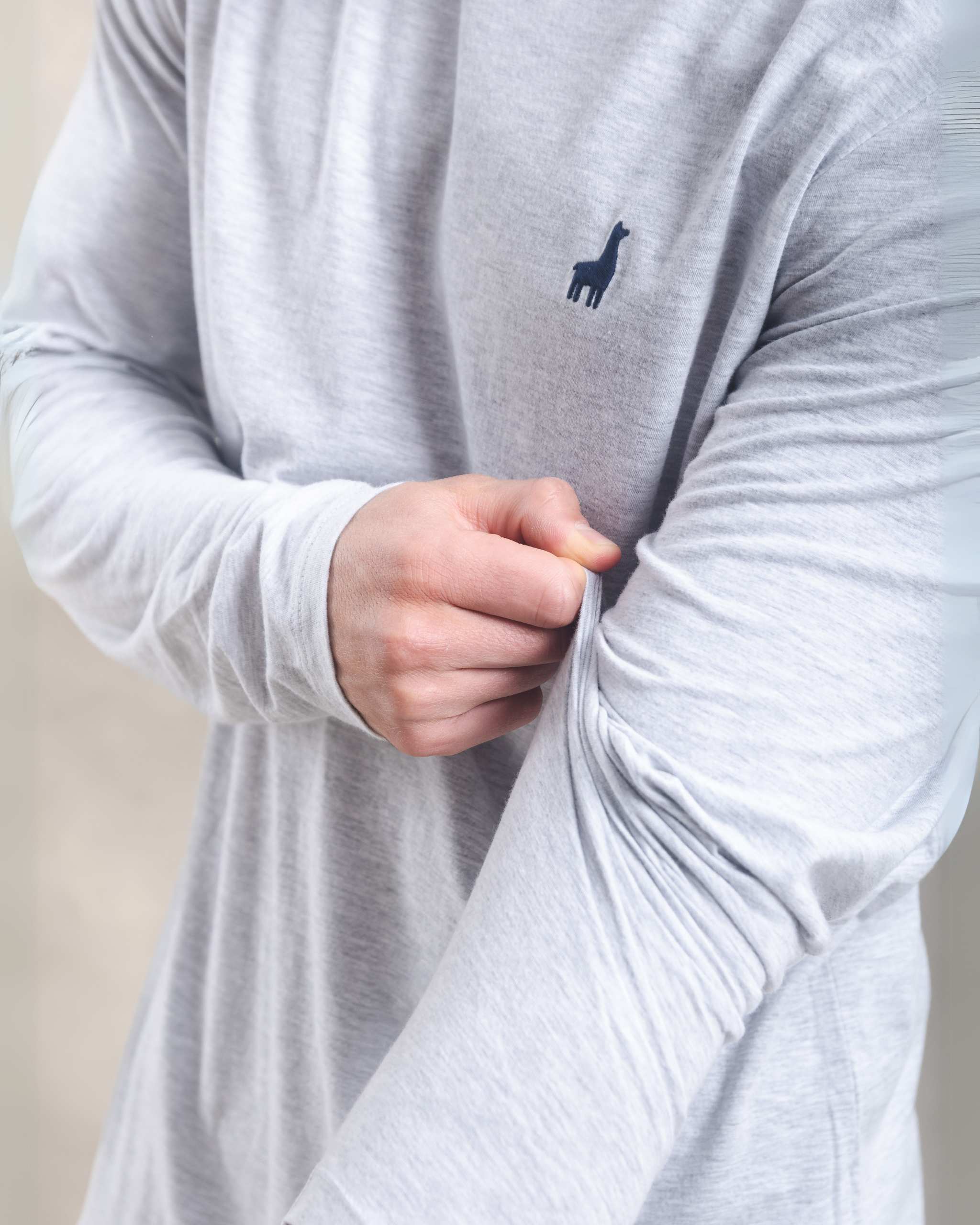 Polo Manga Larga Gris Melange 100% Soft Pima