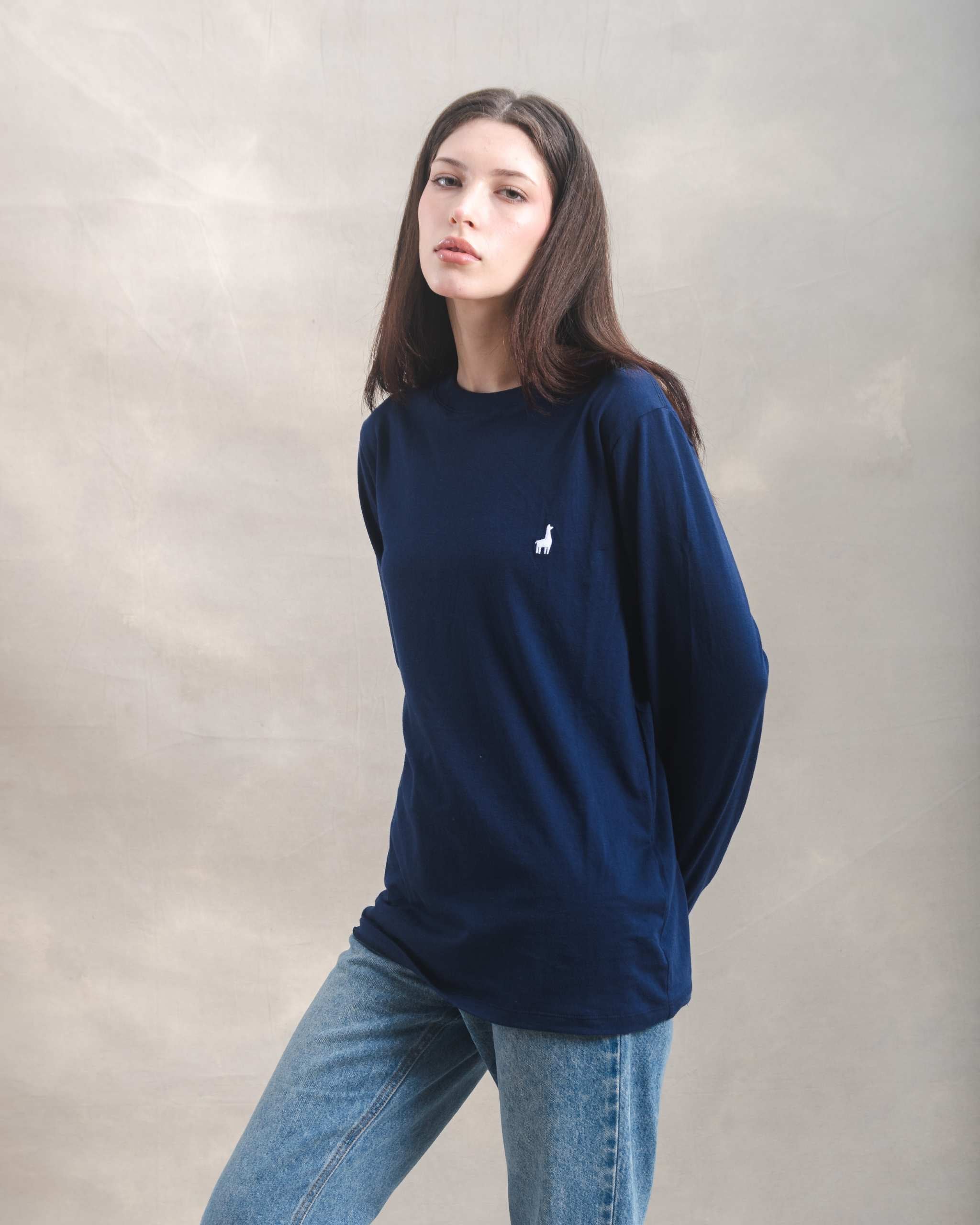 Polo manga larga unisex Azul 100% Soft Pima