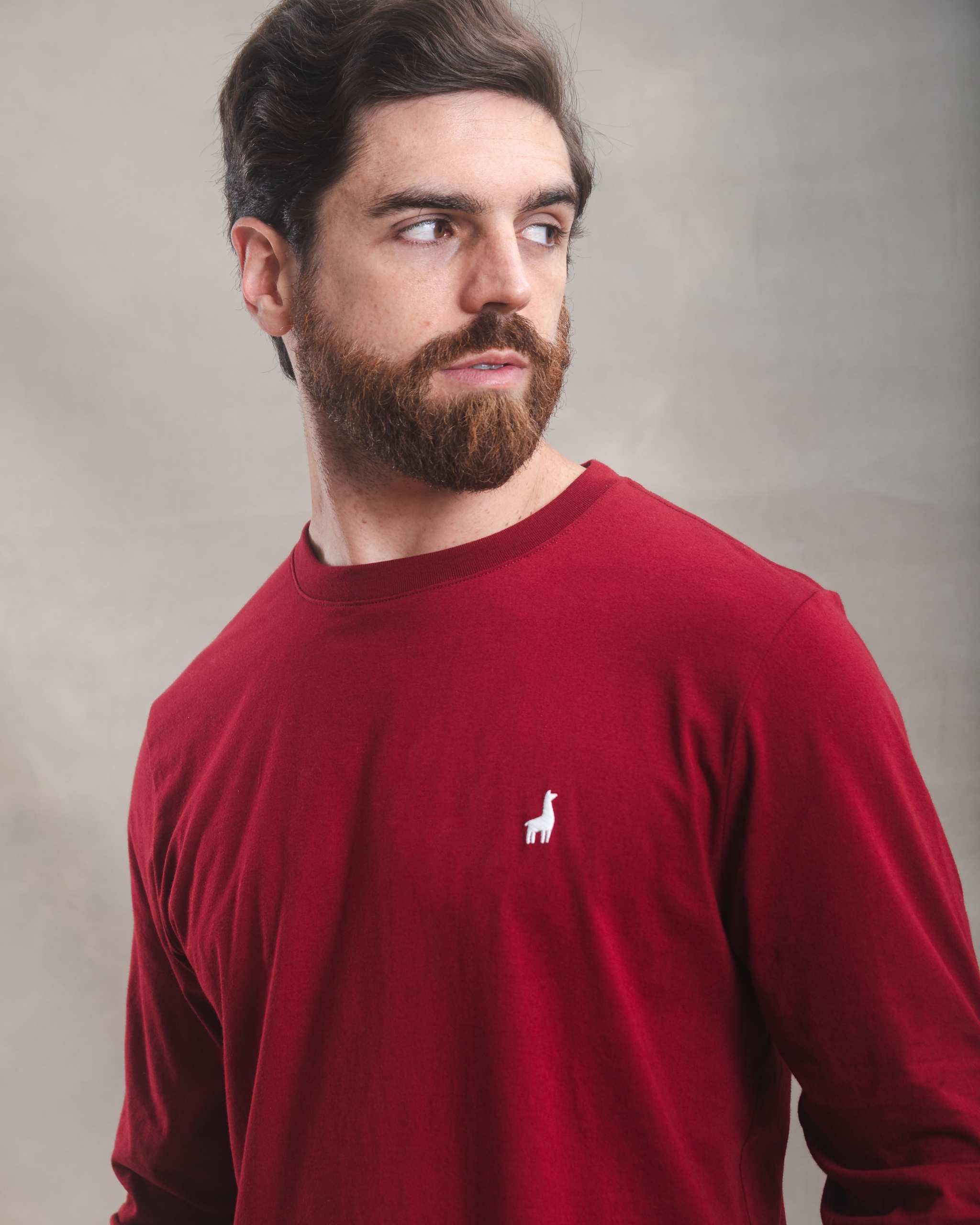 Polo Manga Larga Guinda 100% Soft Pima