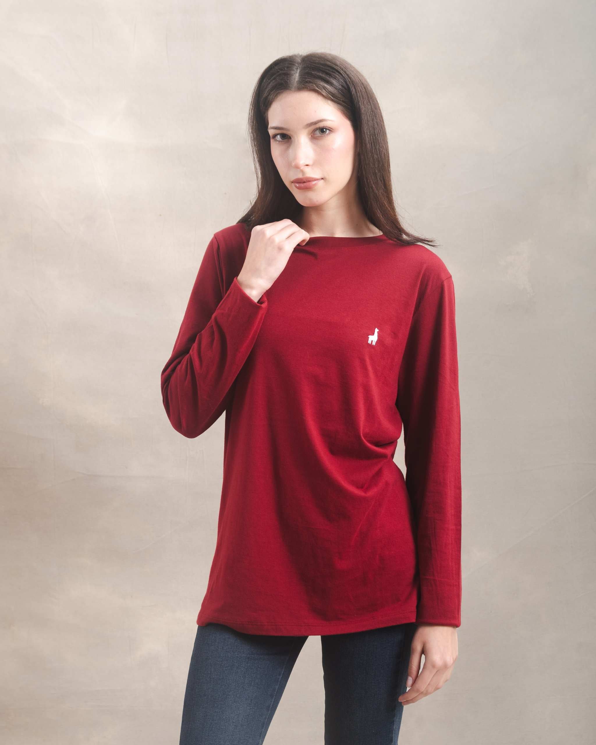 Polo manga larga unisex Guinda 100% Soft Pima