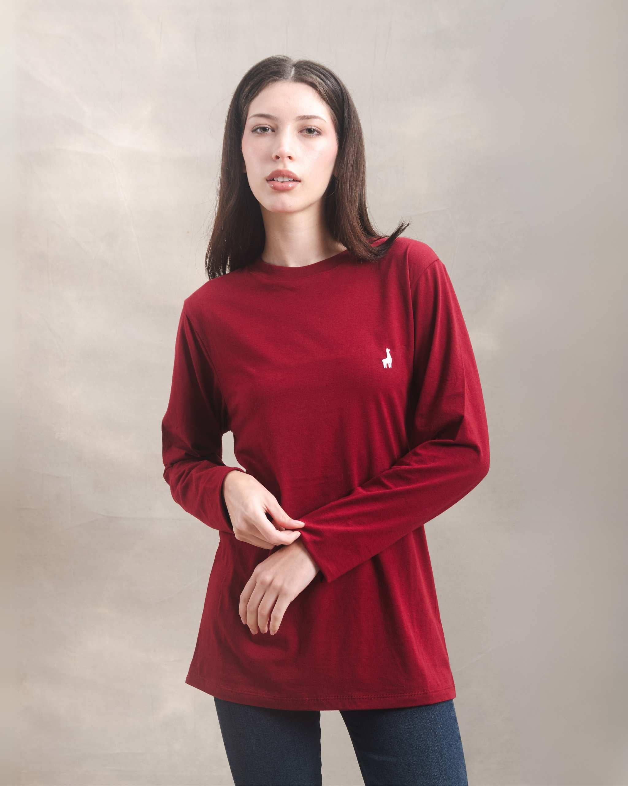 Polo manga larga unisex Guinda 100% Soft Pima