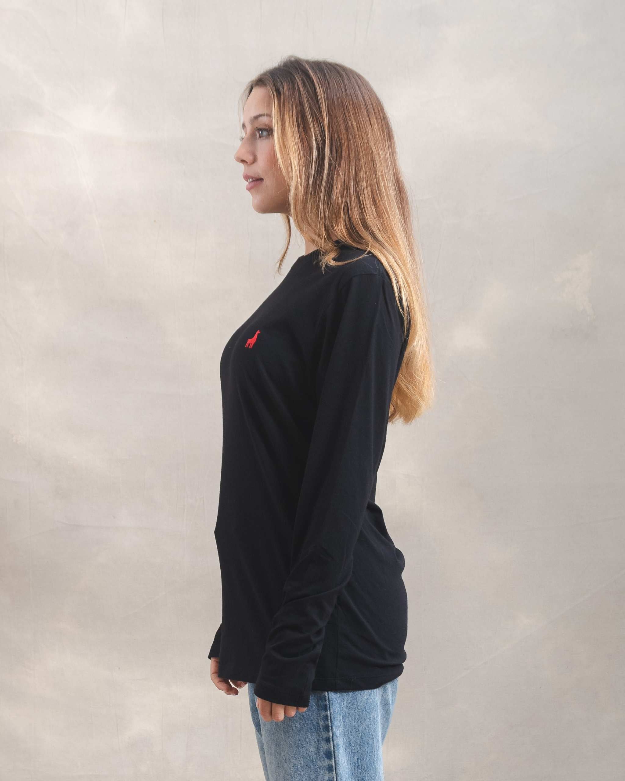 Polo manga larga unisex Negro 100% Soft Pima