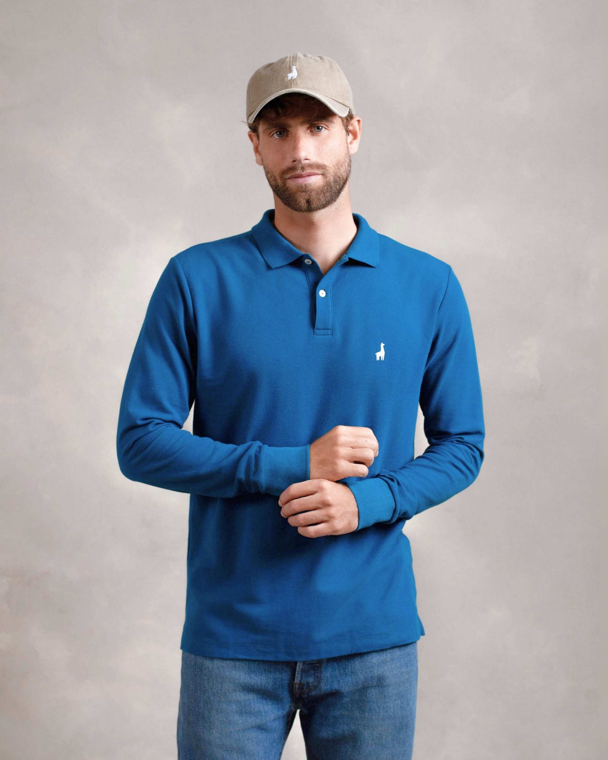 Polo Piqué Manga Larga AquaBlue