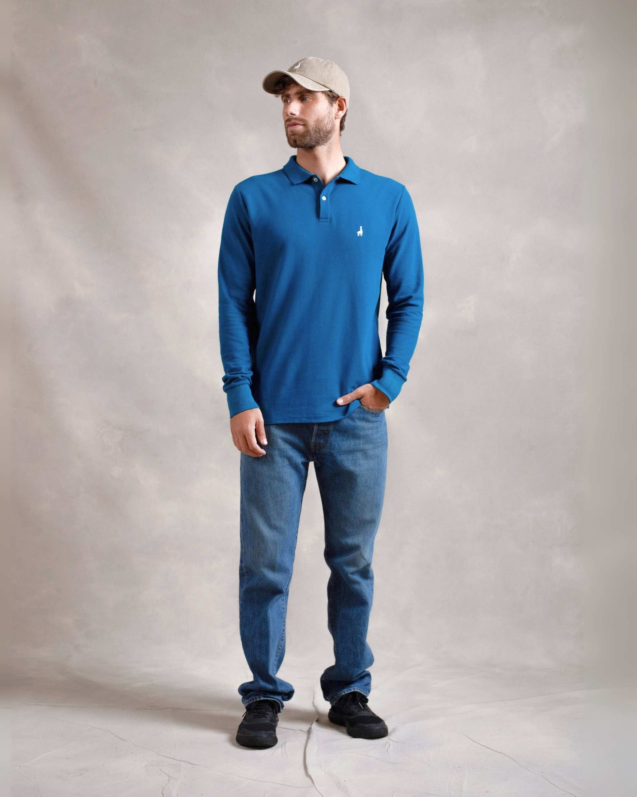 Polo Piqué Manga Larga AquaBlue