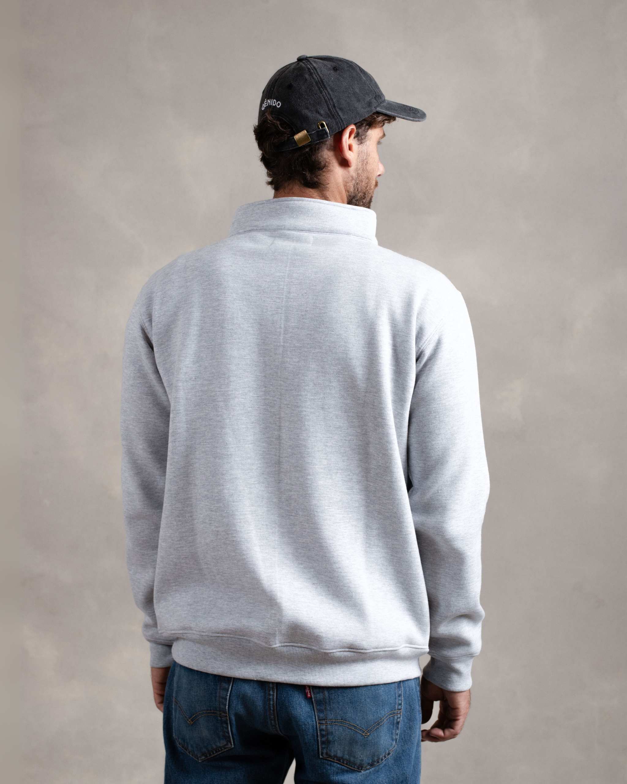 Polera Quarter Zip Gris Melange