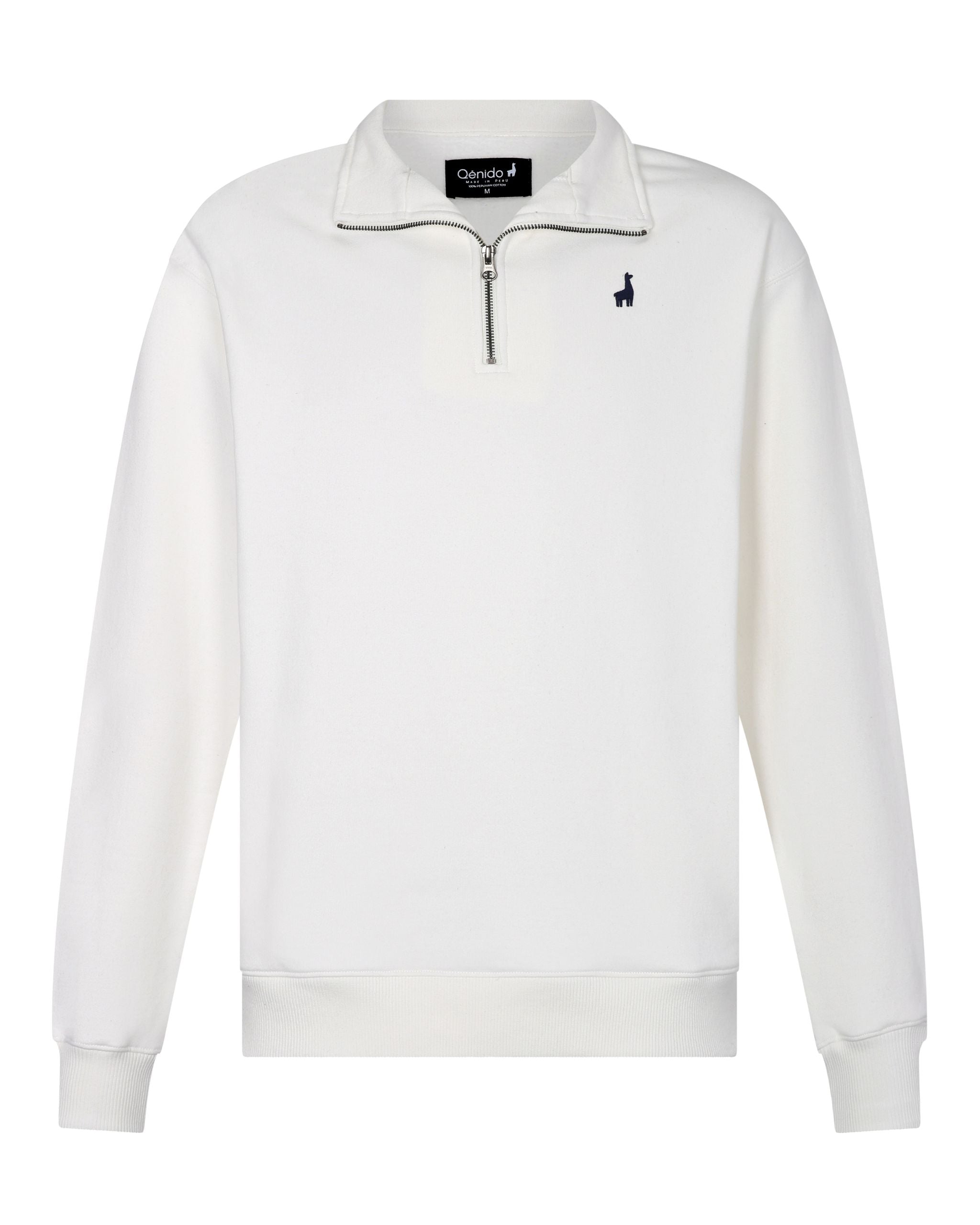 Polera Quarter Zip Blanco Marfil