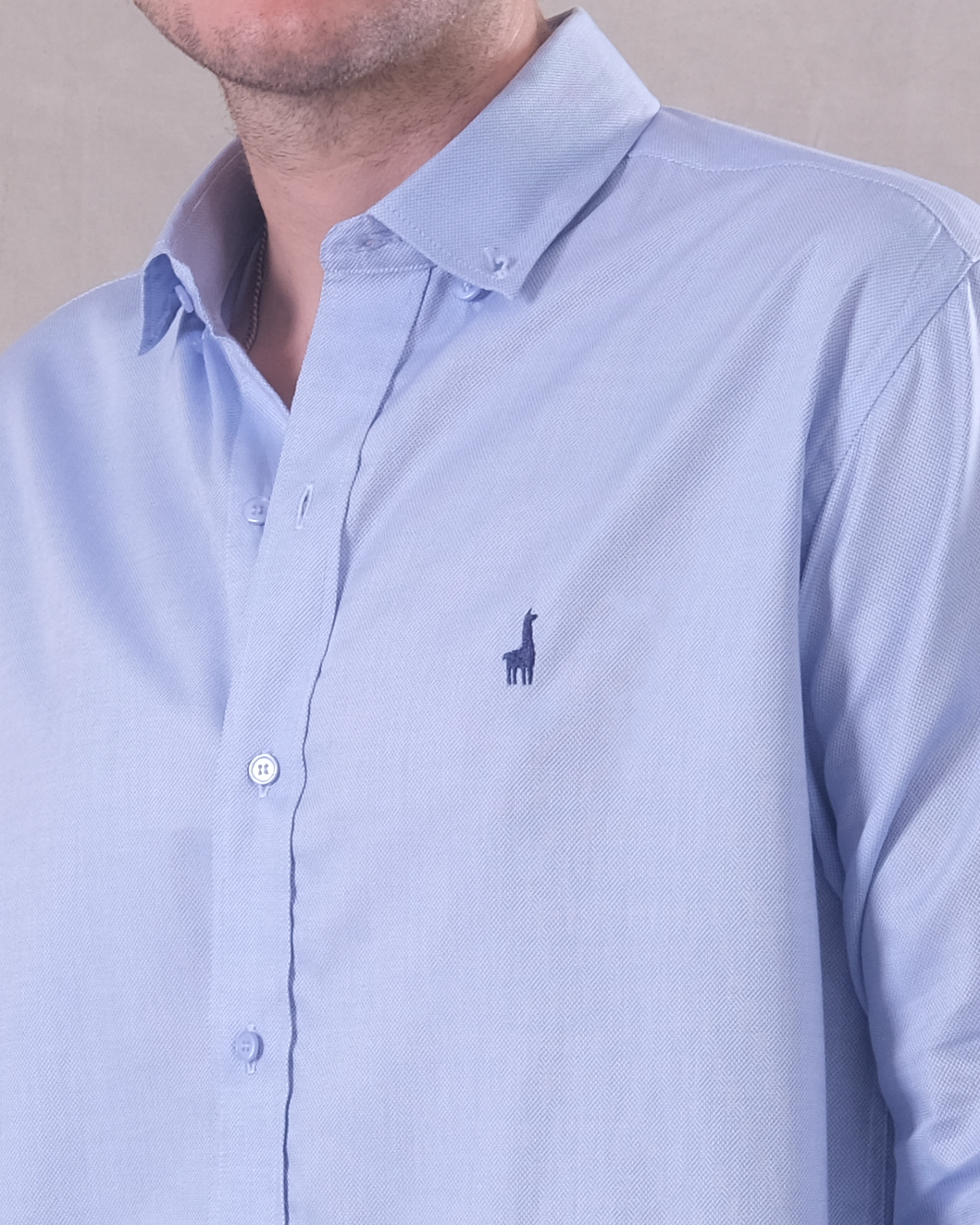 Camisa Celeste Oxford 100% Pima-Incluye Caja Premium Qenido