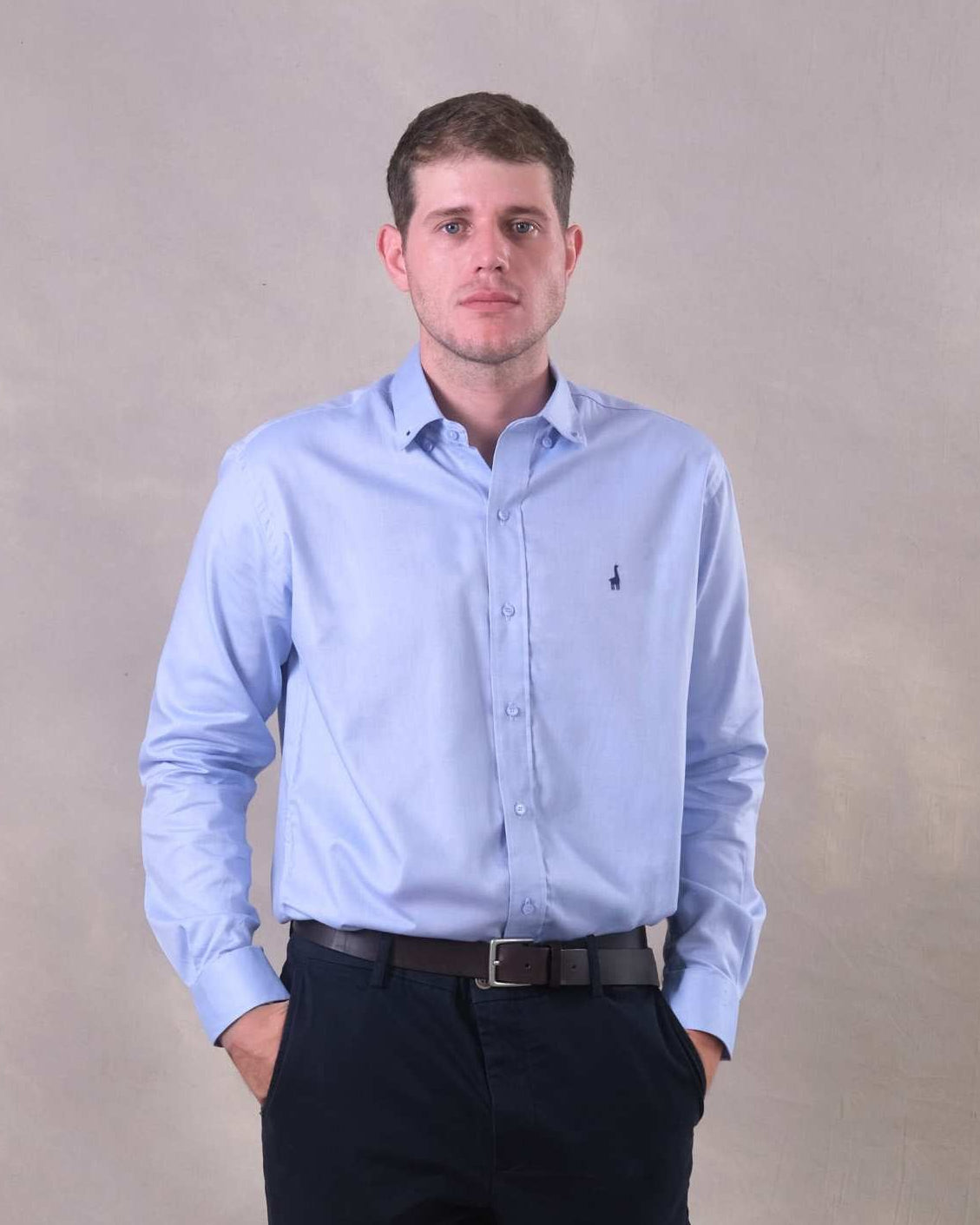 Camisa Celeste Oxford 100% Pima Qénido