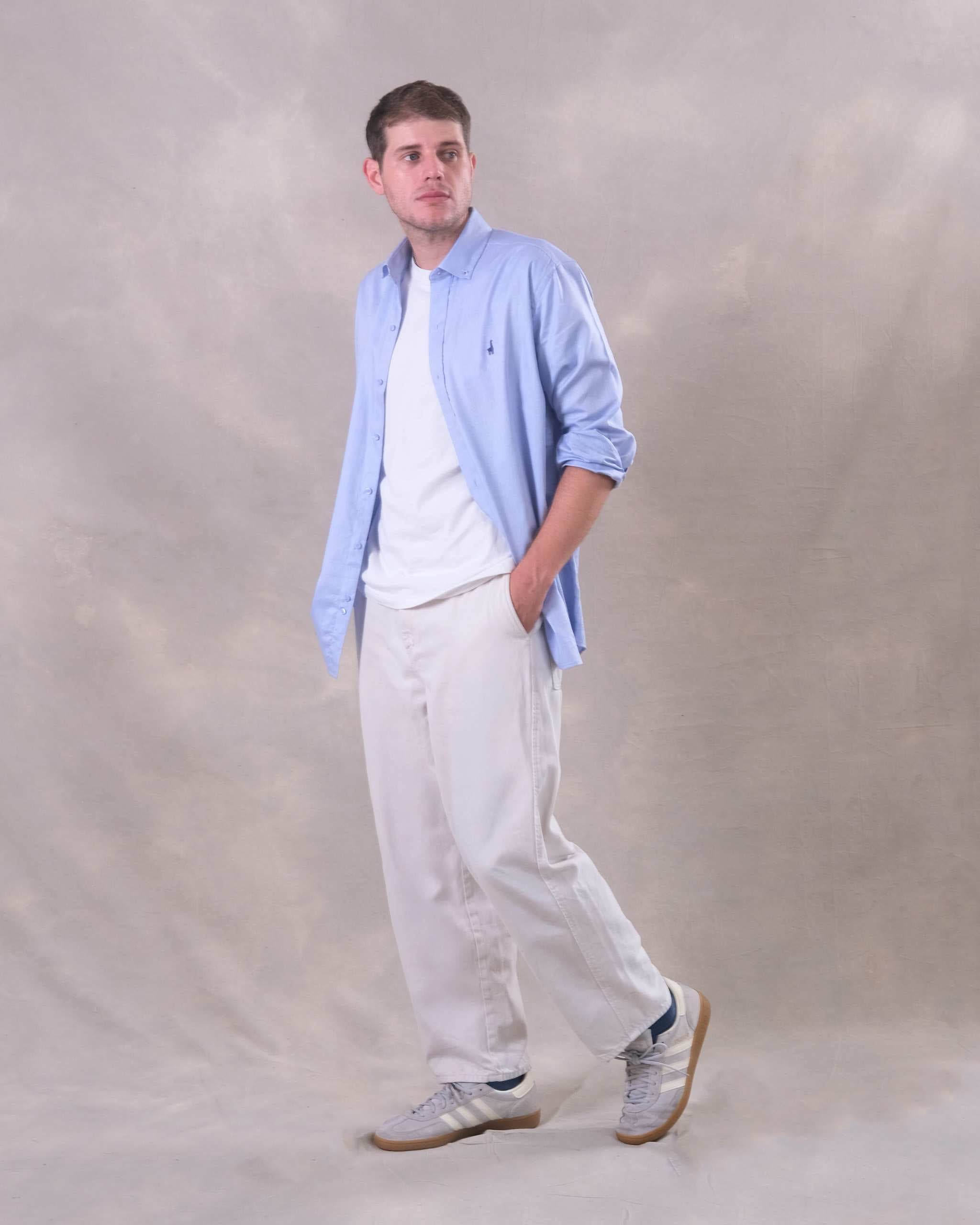 Camisa Celeste Oxford 100% Pima-Incluye Caja Premium Qenido