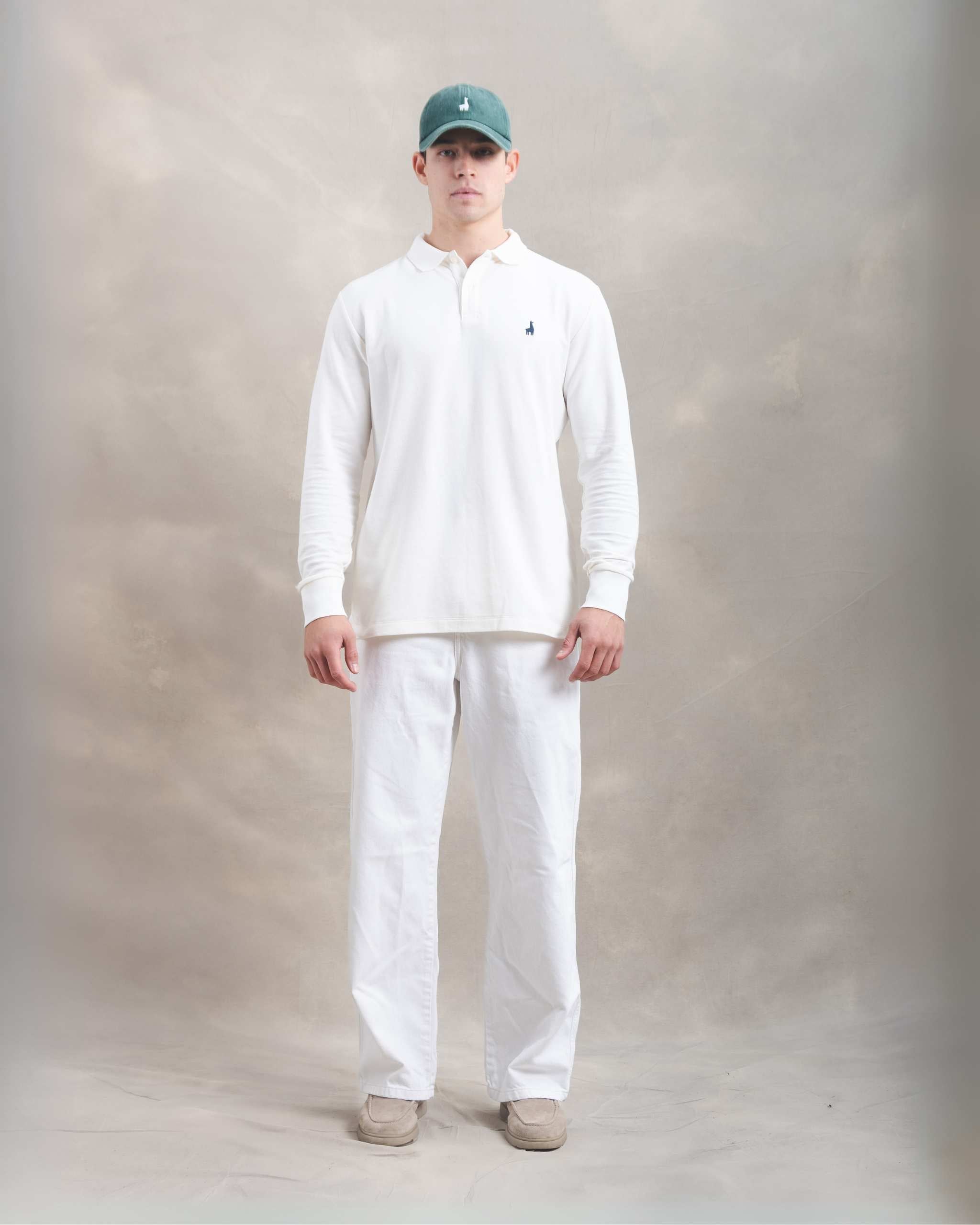 Polo Piqué Manga Larga Blanco Marfil
