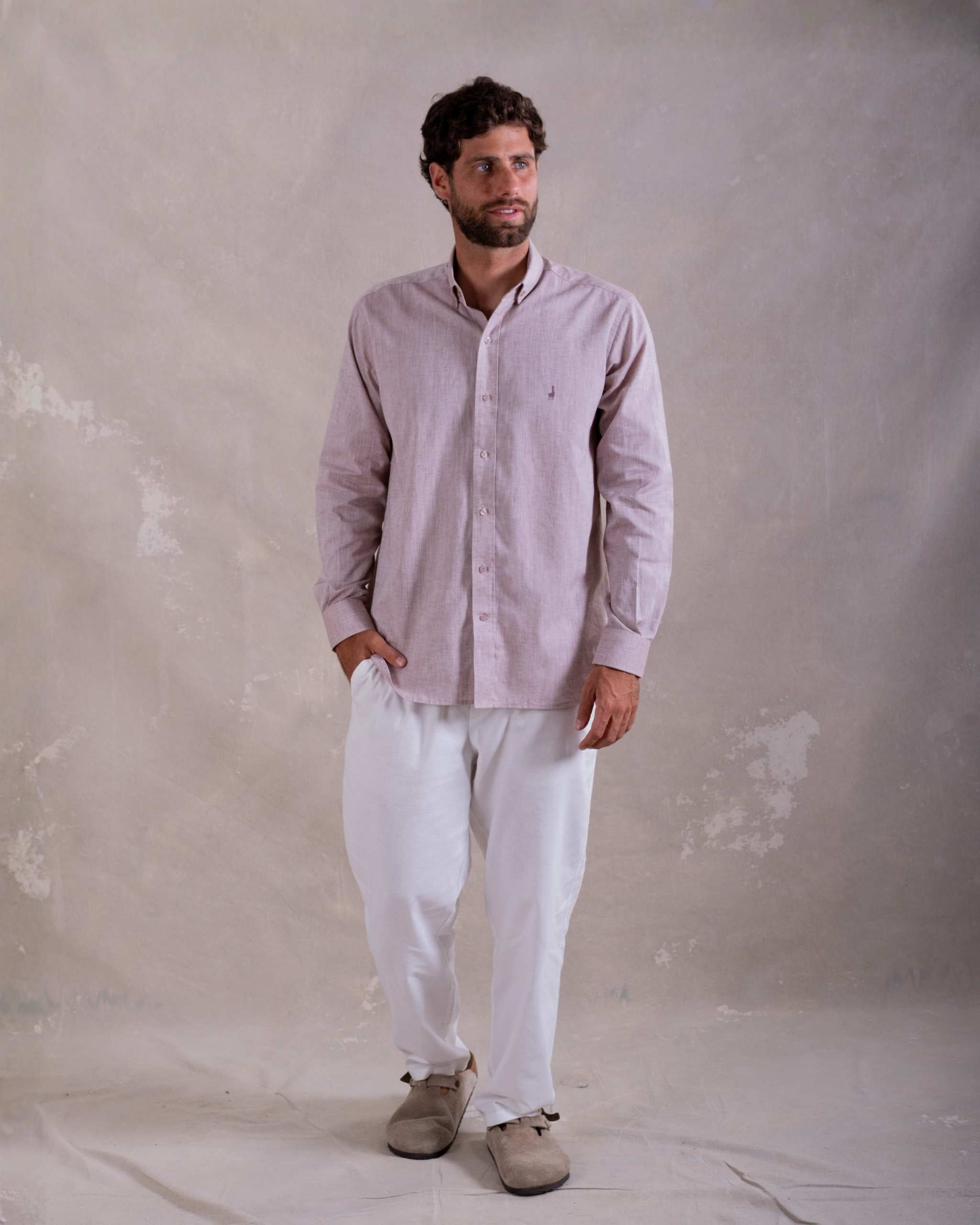 Camisa Pima Lino Mocha-(Preventa, entrega el 22 de Diciembre)