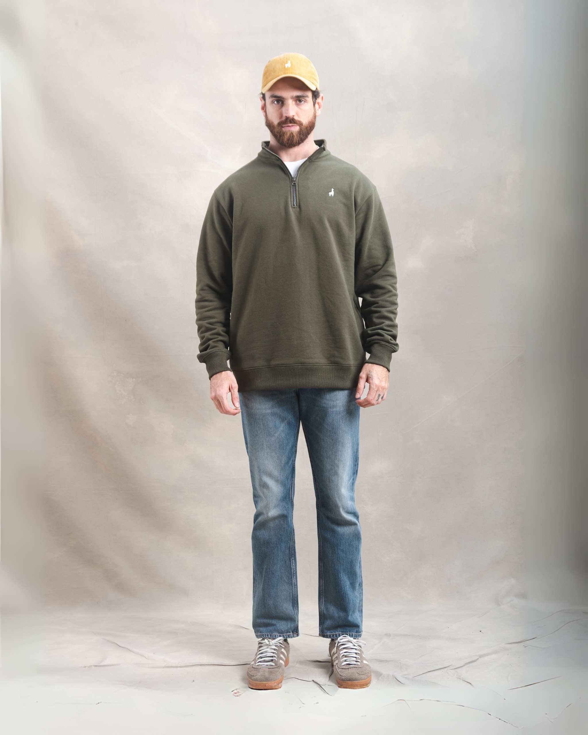 Polera Quarter Zip Verde Militar