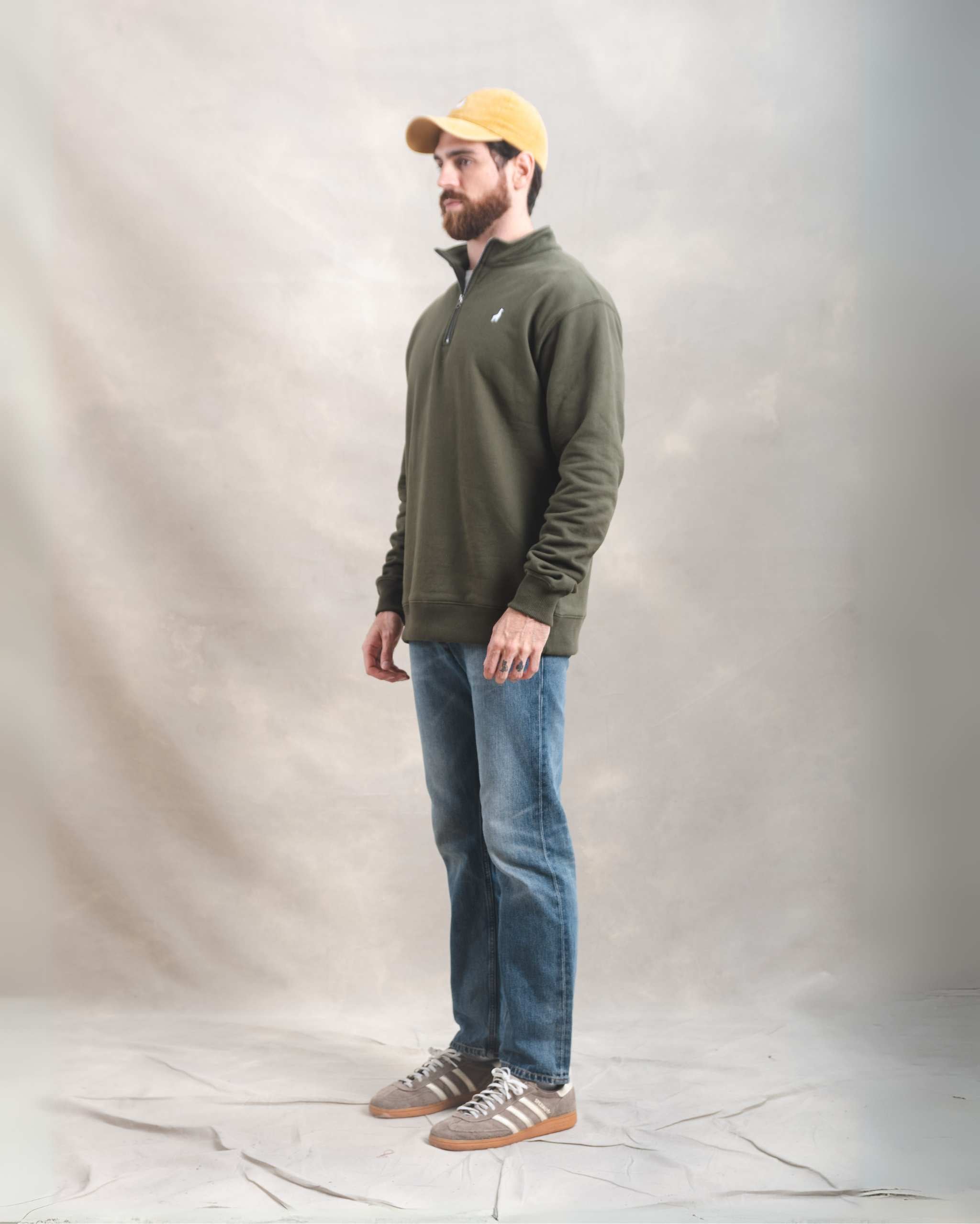 Polera Quarter Zip Verde Militar