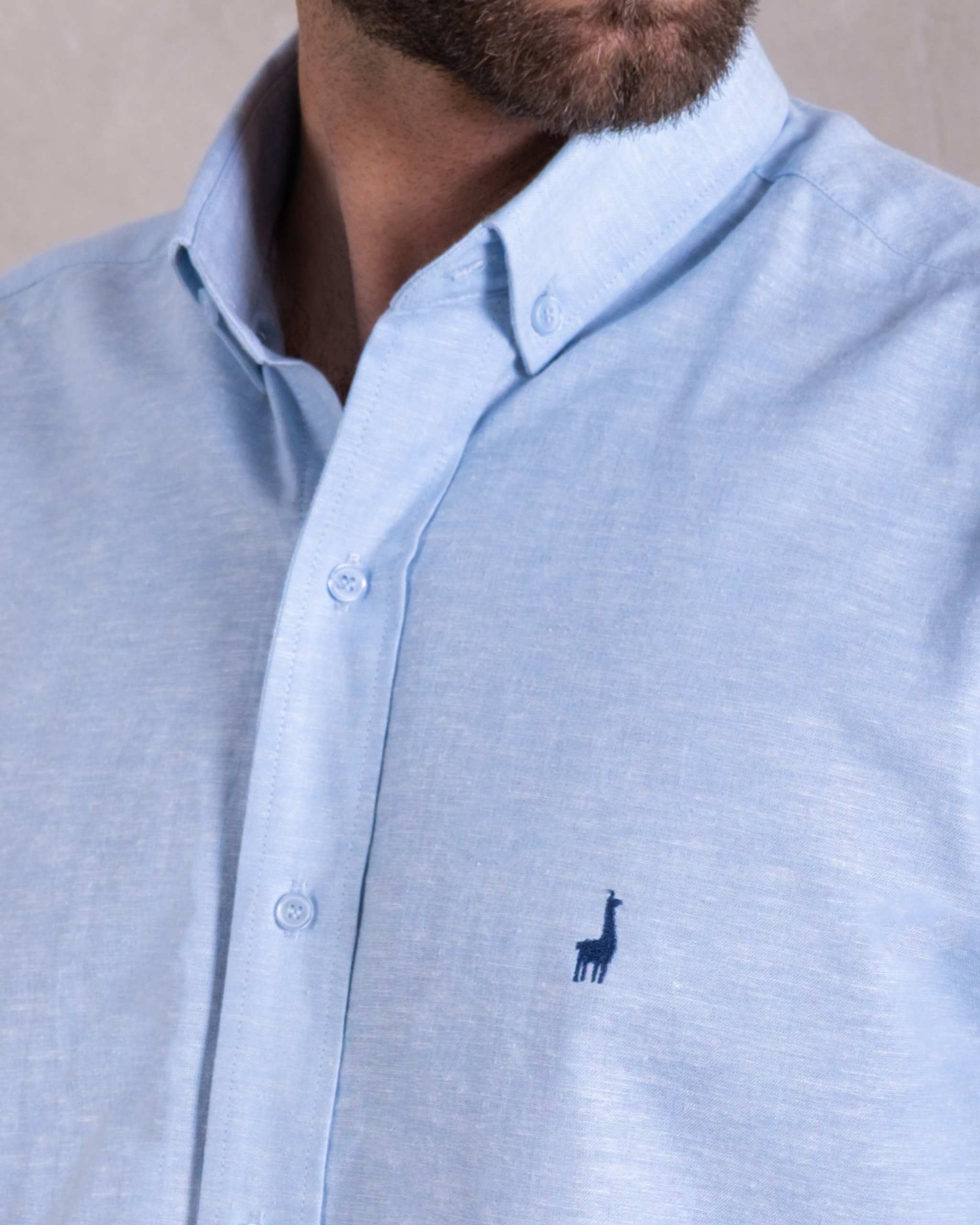 Camisa Pima Lino Celeste-(Preventa, entrega el 22 de Diciembre)