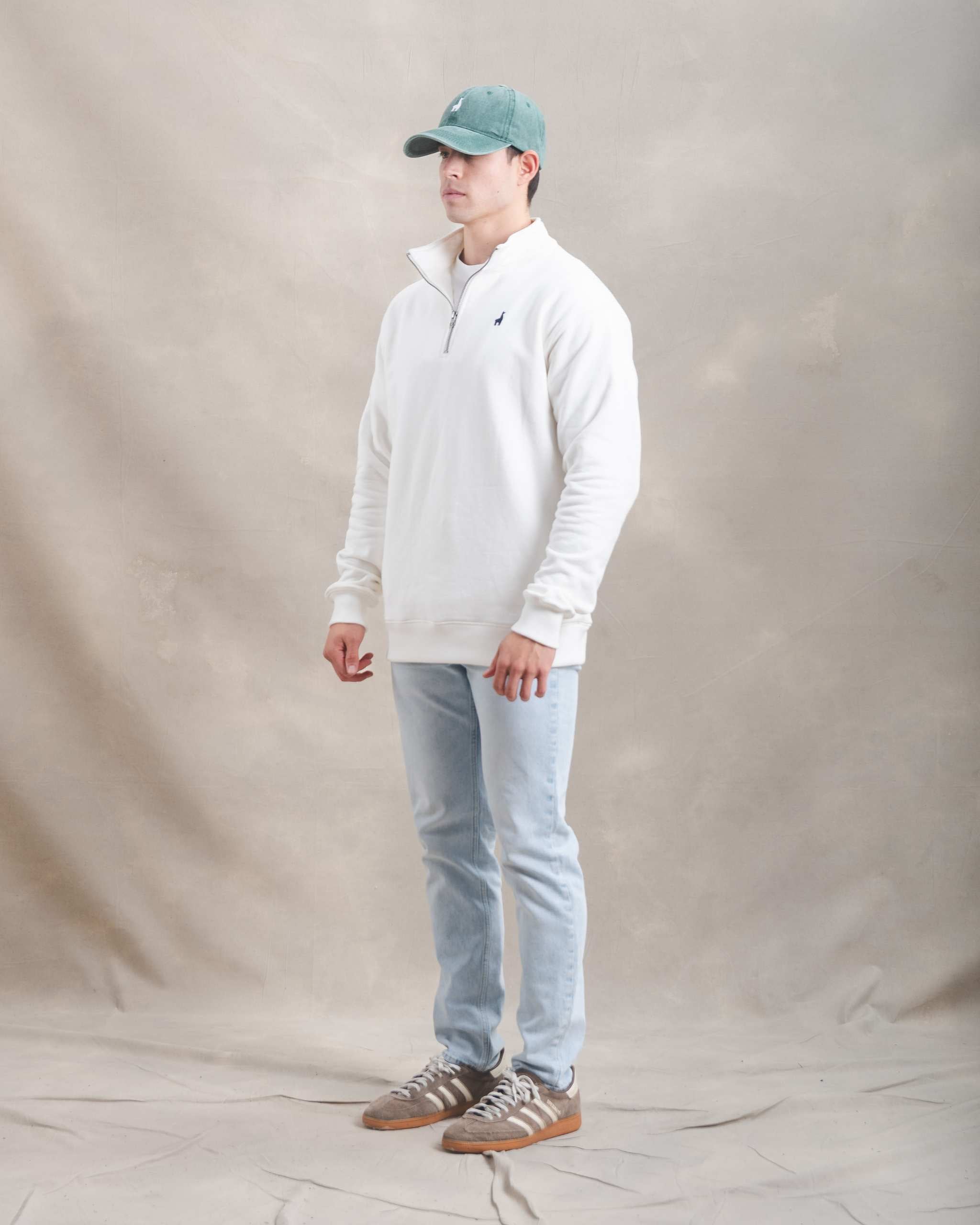 Polera Quarter Zip Blanco Marfil