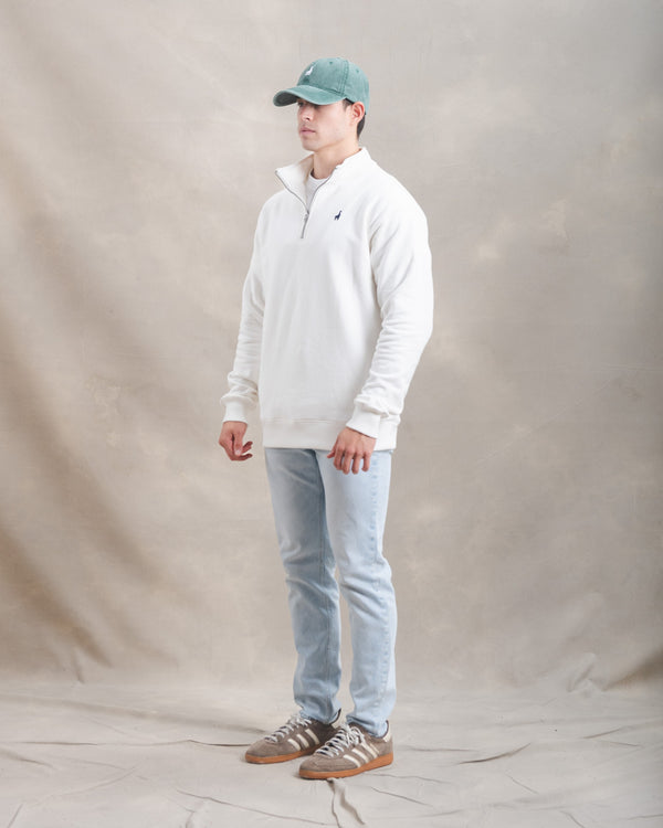 Polera Quarter Zip Blanco Marfil