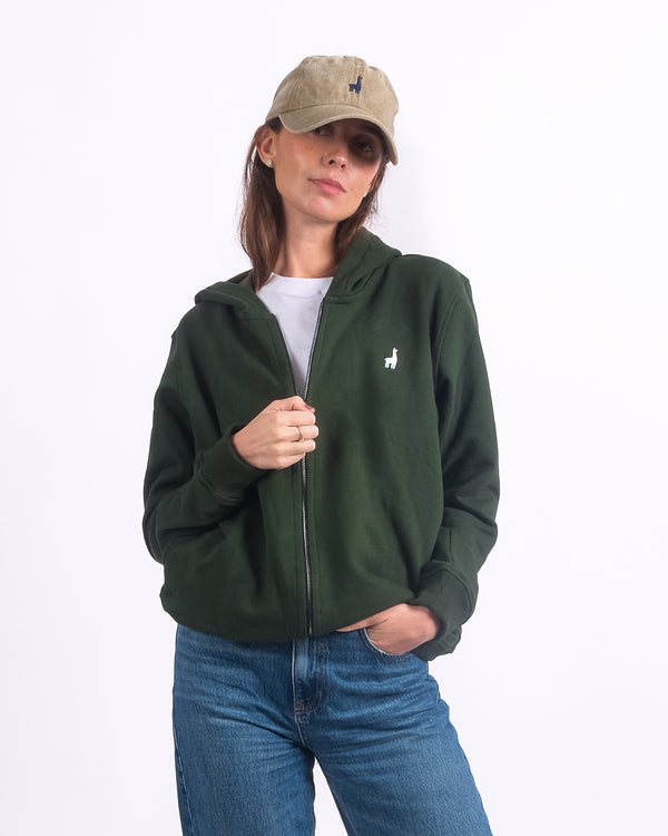 Polera Zip Hoodie Oversize Verde