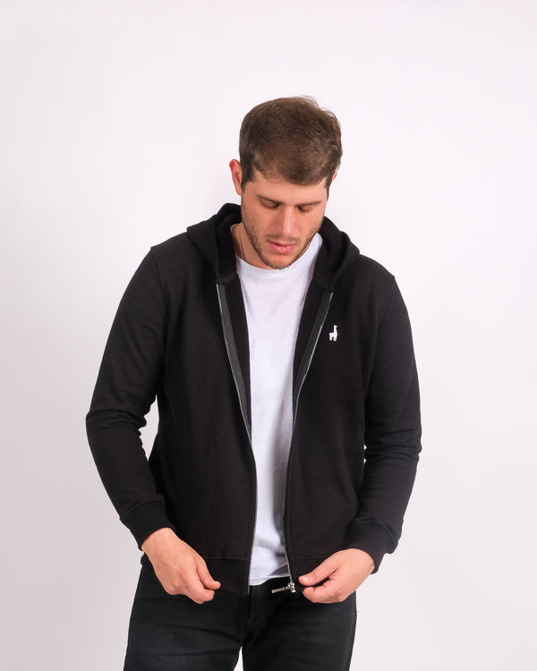 Polera Zip Hoodie Negro