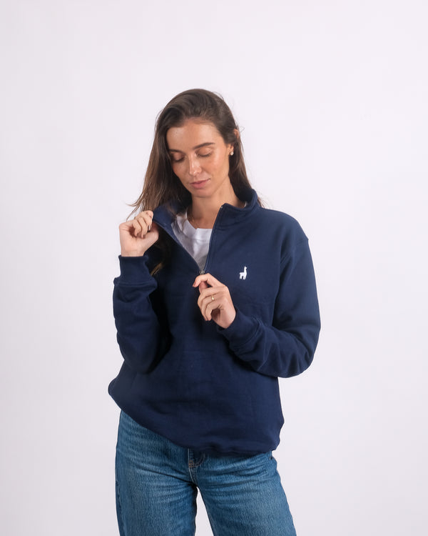 Polera Quarter Zip Azul