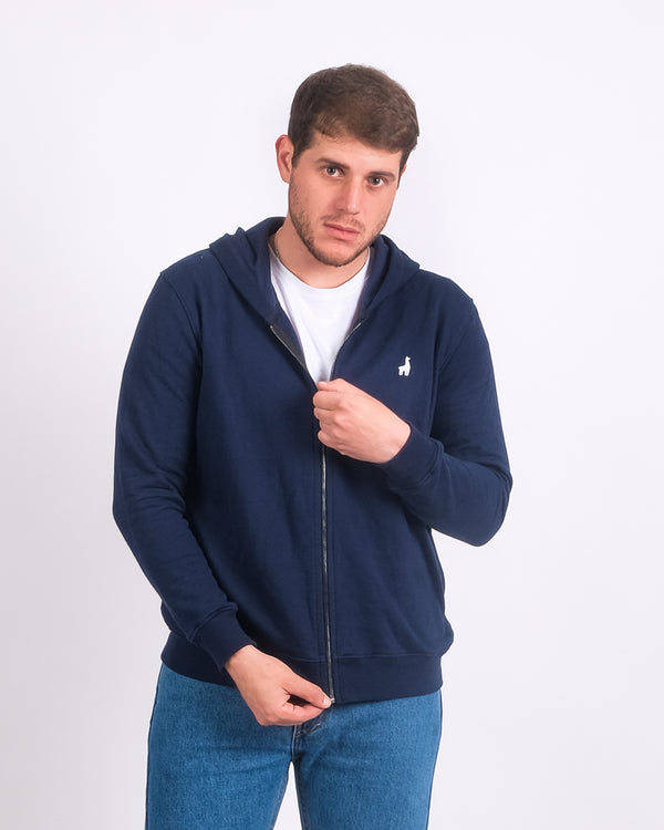 Polera Zip Hoodie Azul Clásico