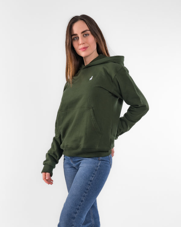 Polera Hoodie Oversize Verde Militar