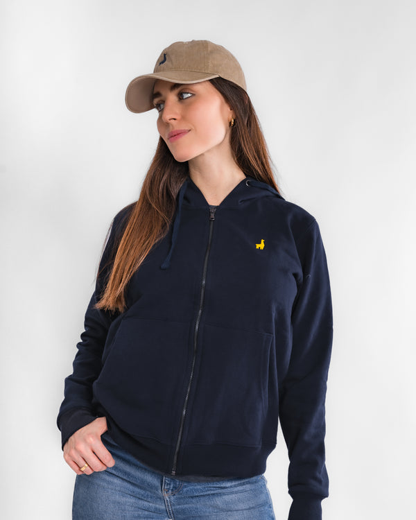 Polera Zip Hoodie Oversize Azul Marino