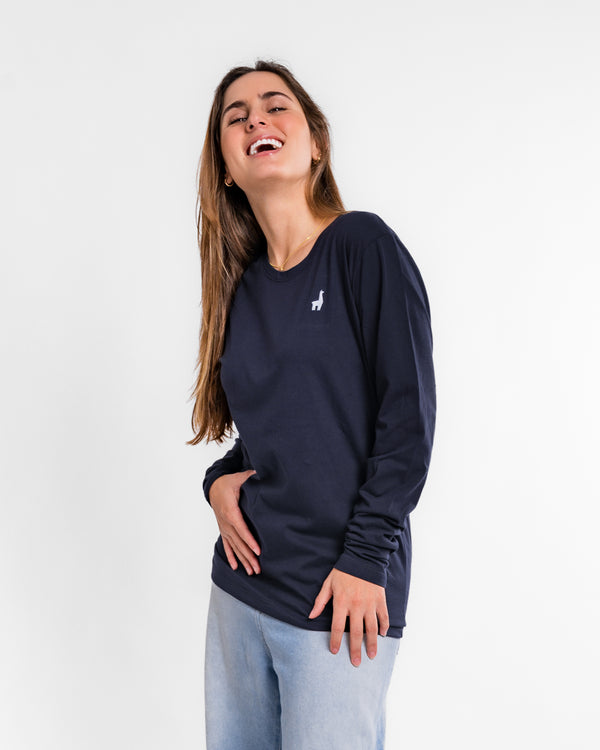 Polo manga larga Azul Marino 100% Soft Pima