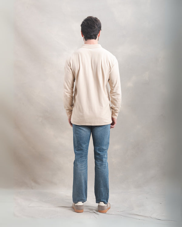 Polo Piqué Manga Larga Beige