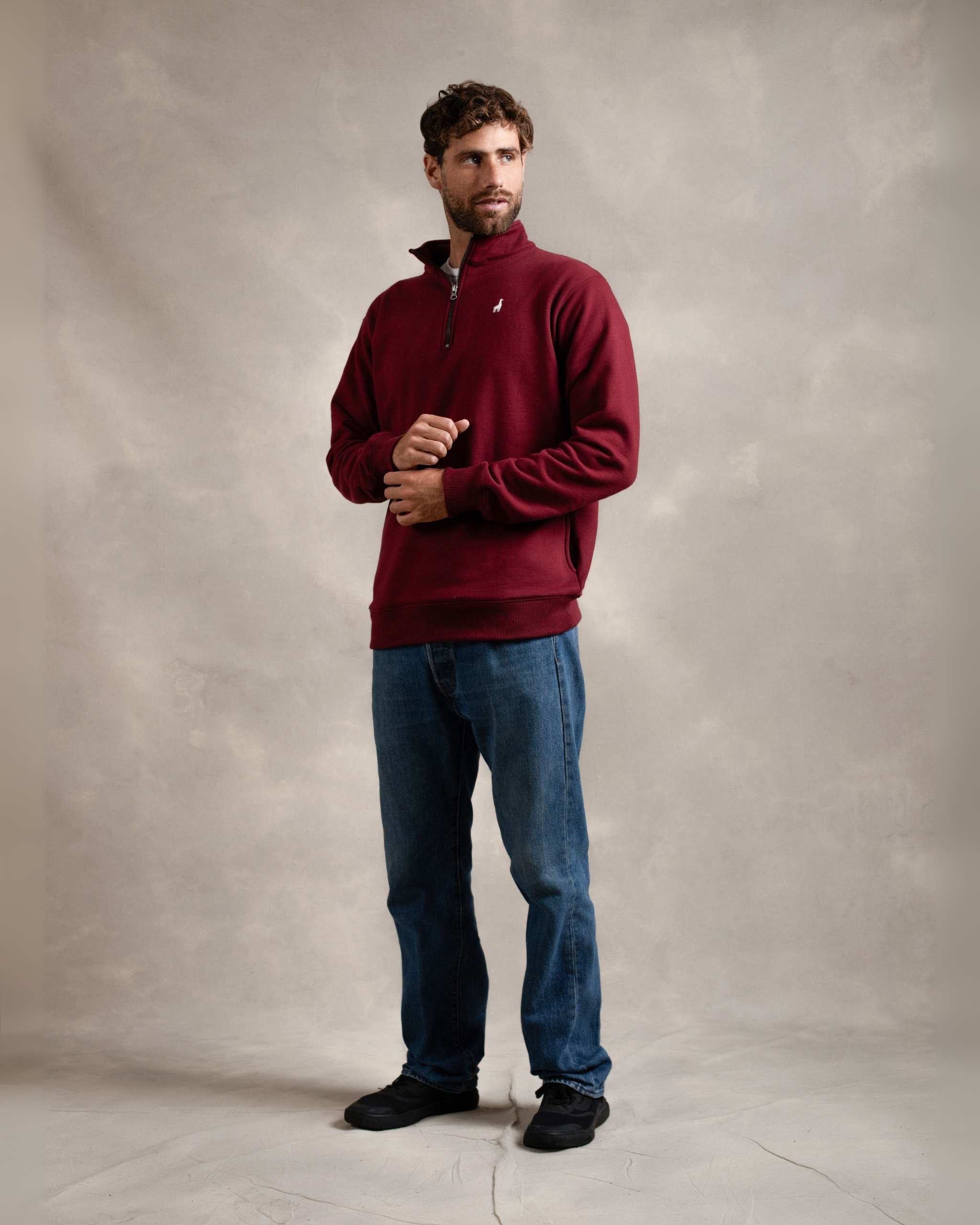 Polera Quarter Zip Guinda