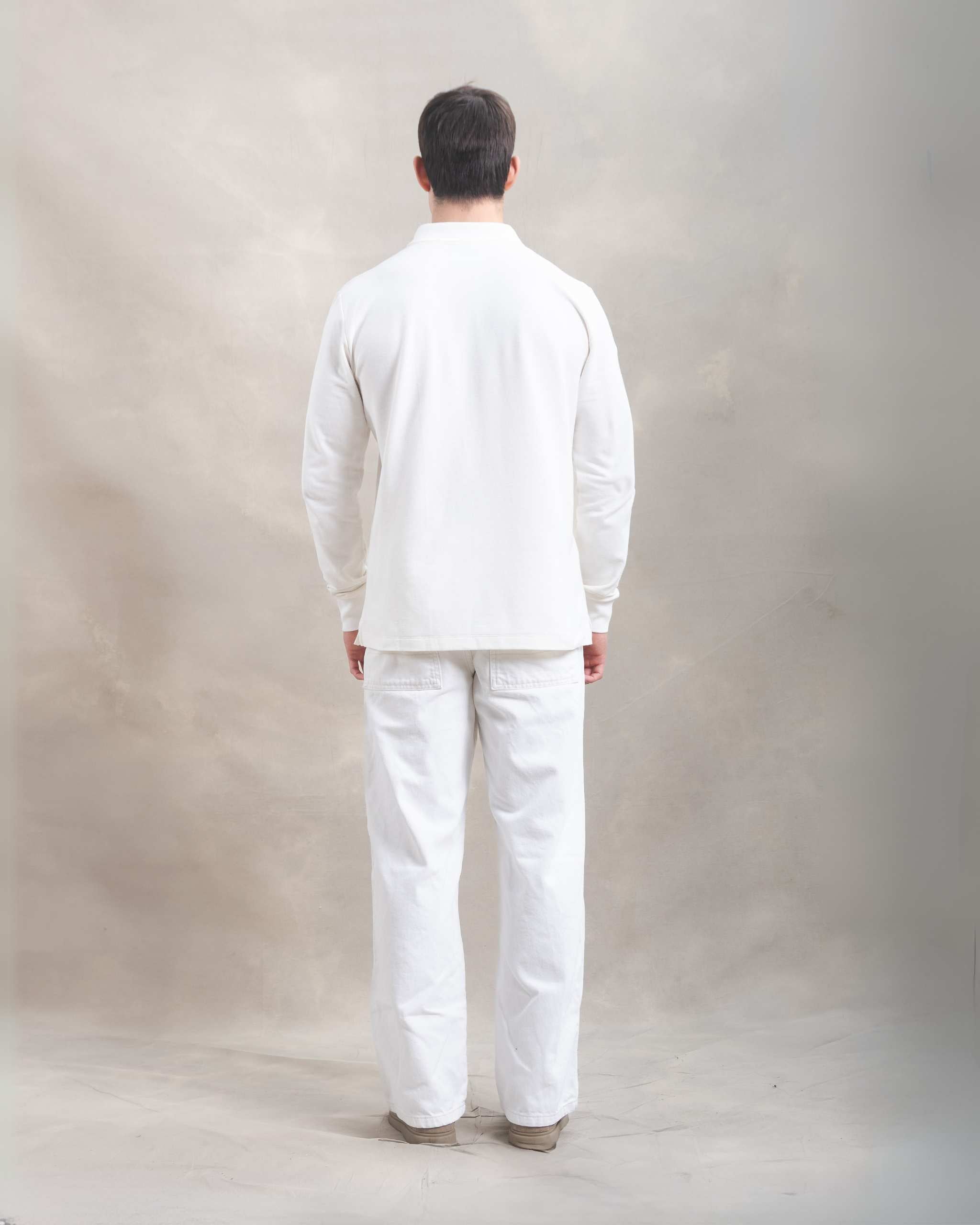 Polo Piqué Manga Larga Blanco Marfil