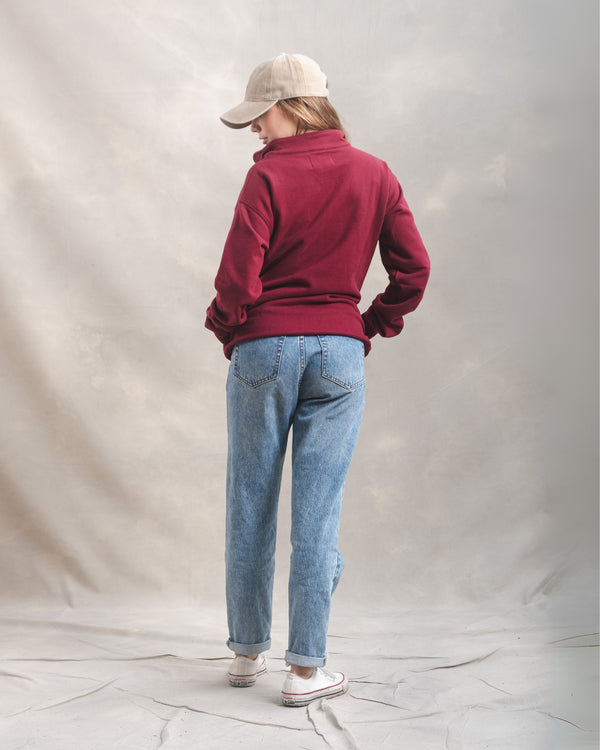 Polera Quarter Zip Guinda