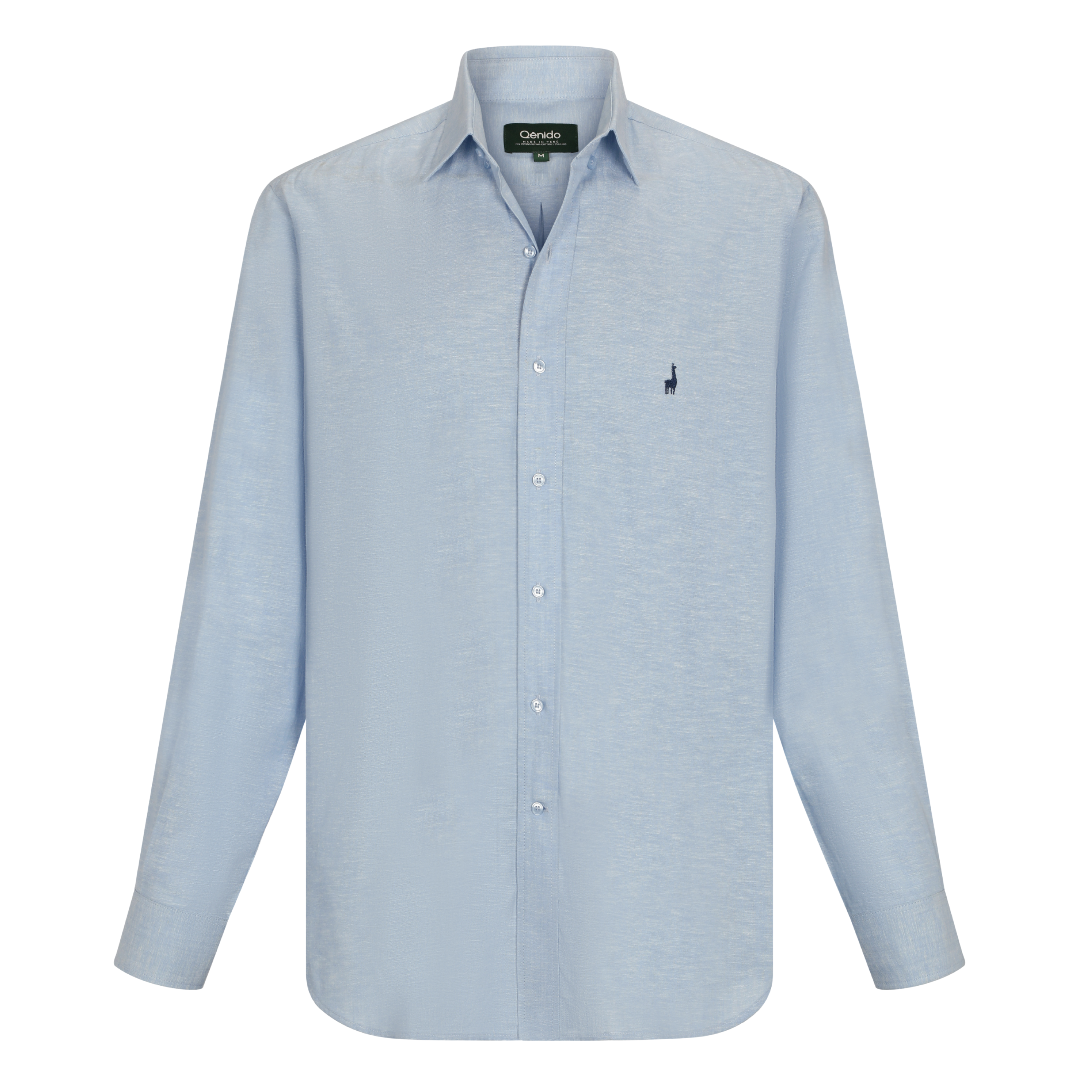 Camisa Pima Lino Celeste-Incluye Caja Premium Qenido
