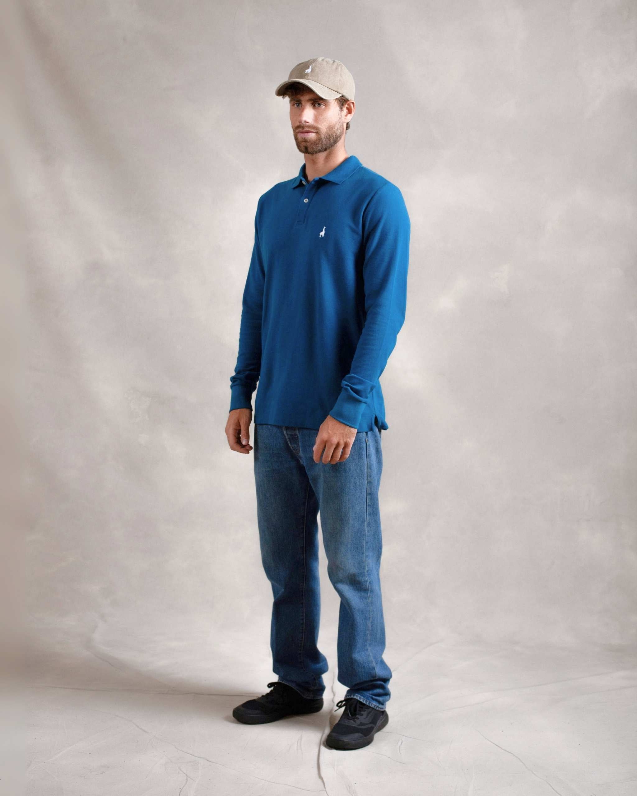 Polo Piqué Manga Larga AquaBlue